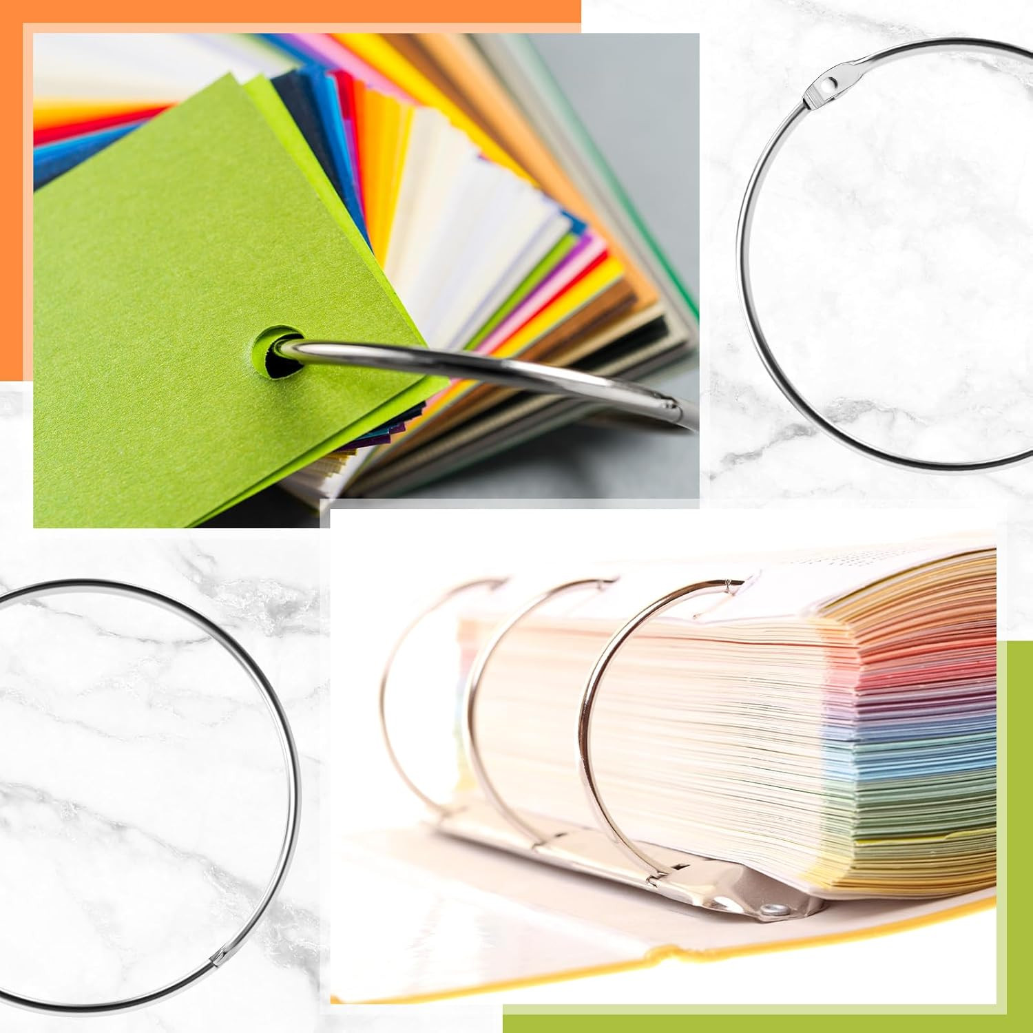 6 Pack 4 Inch Loose Leaf Binder Rings Extra Large Nickel Plated Steel Key Keycha
