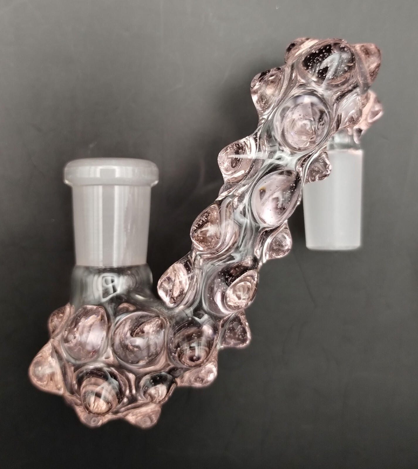14mm Peach Pink Glass Drop Down Attachment Adapter