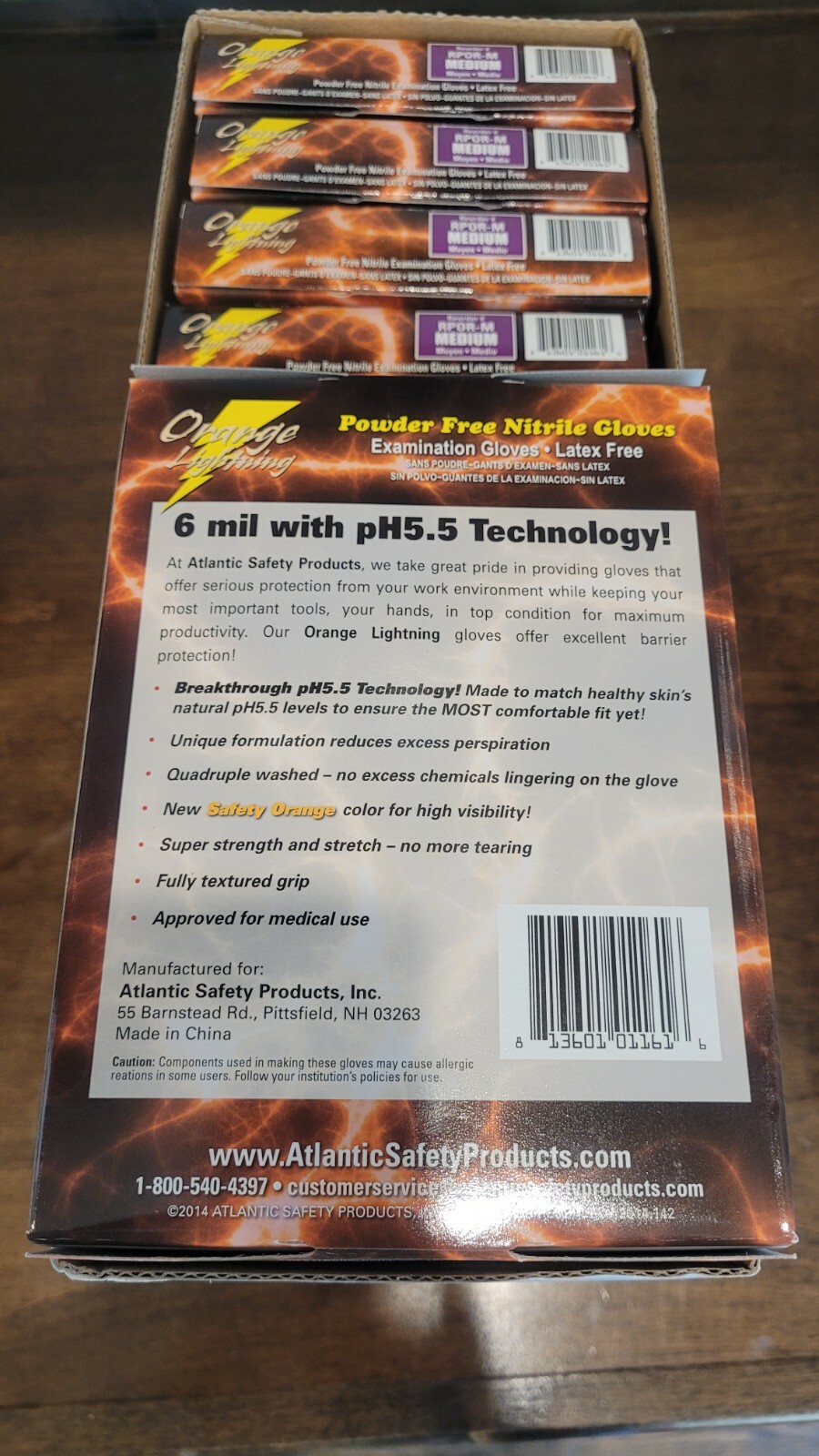 XXL ORANGE LIGHTNING NITRILE GLOVES 6 mil with pH5.5 (NEW Box of 20 Gloves)