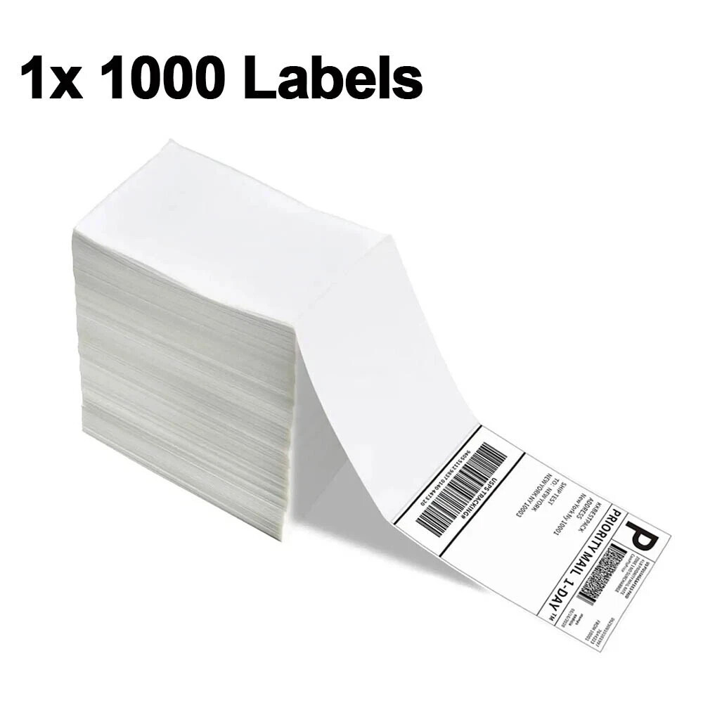 100/500/1000 4×6 Fanfold Direct Thermal Shipping Labels for Zebra Rollo US