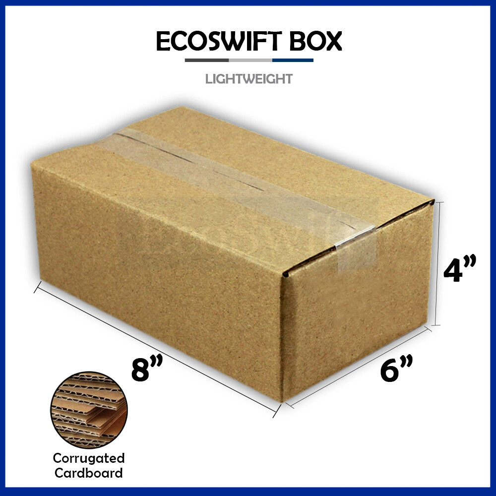 1-Box 8x6x4 EcoSwift Cardboard Packing Moving Shipping Box Corrugated Carton