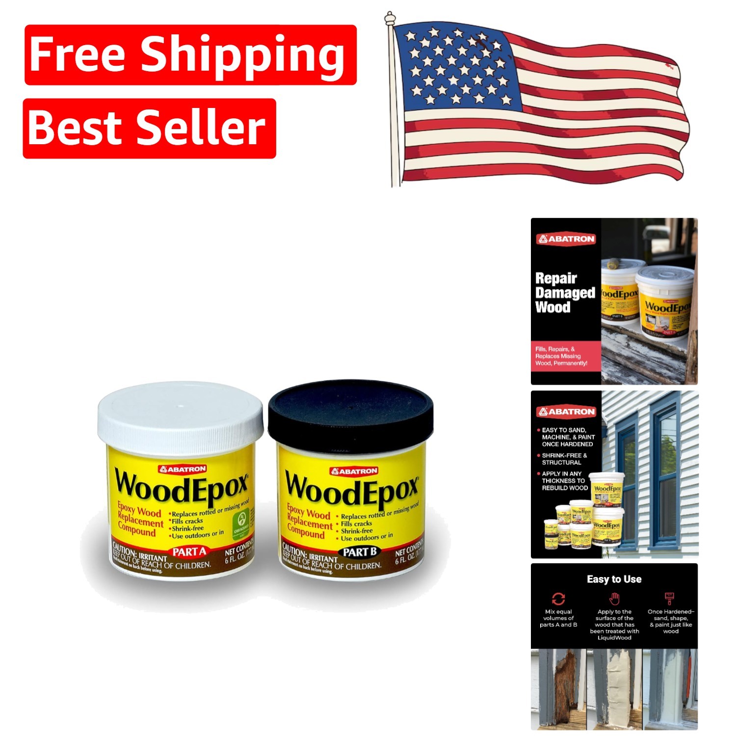 12oz WoodEpox Kit – No Shrinking, Cracking Structural Adhesive for DIY Repairs