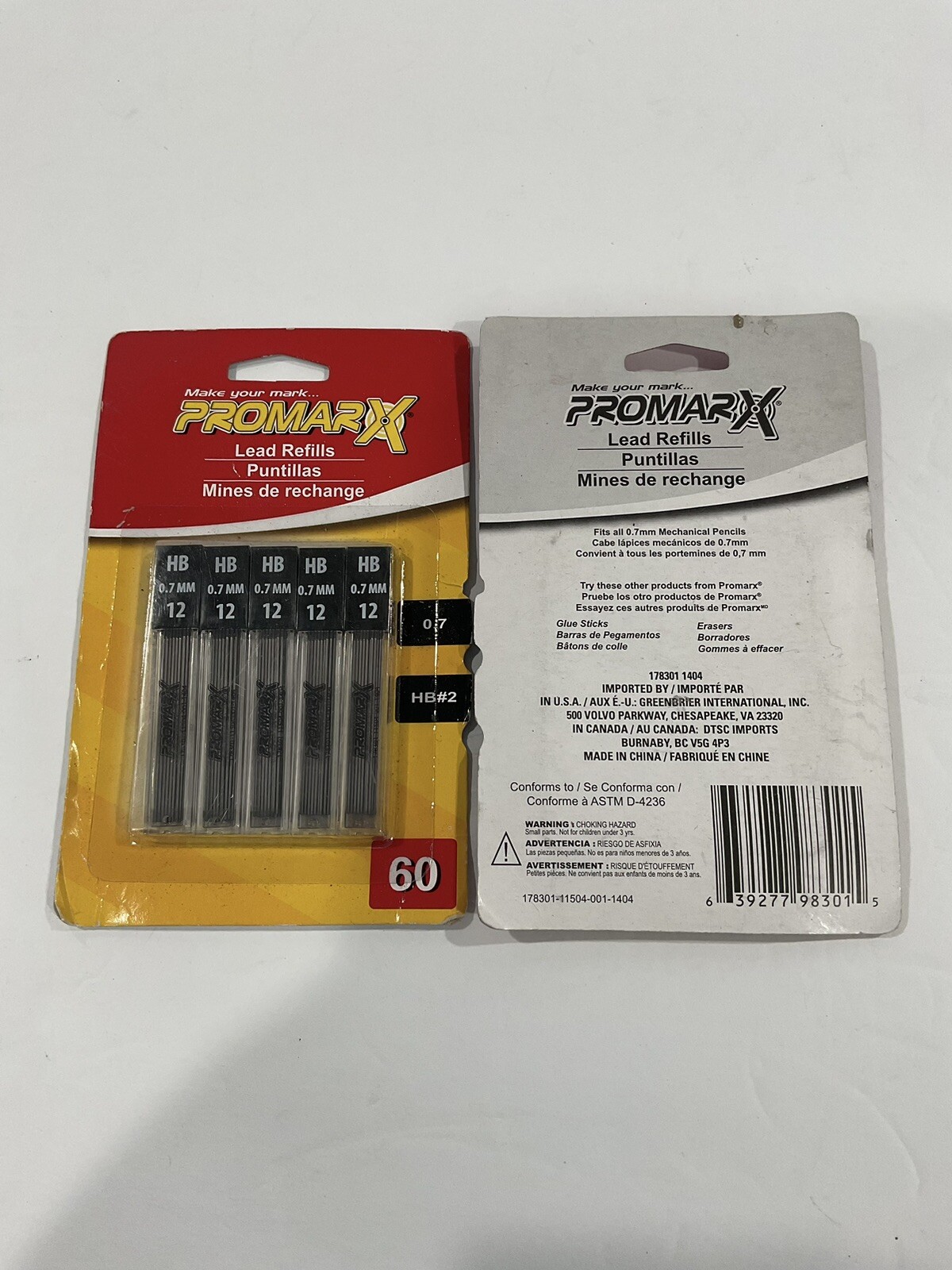 NEW PACK OF (3) 5 PROMARX MECHANICAL PENCIL LEAD REFILLS_0.7mm ,180 TOTAL