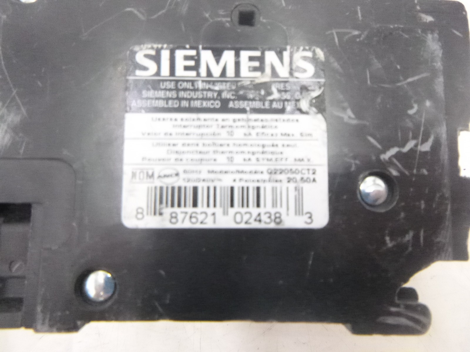 Siemens 4-Pole Circuit Breaker Q22050CT2 60Hz 120/240V 20/50Amp Plug-In Mount
