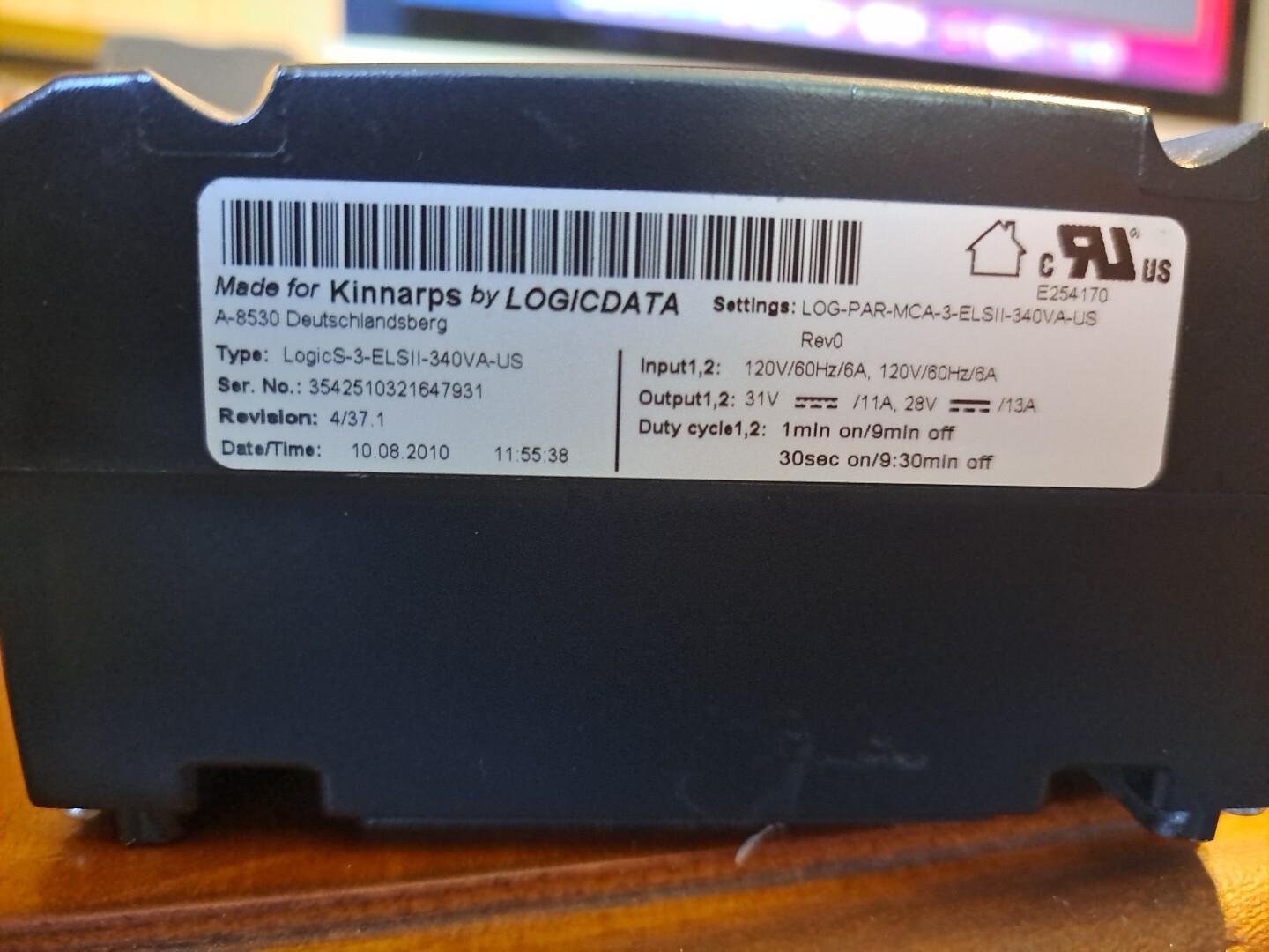 Logicdata A-8530 Standing Desk Control Module LogicS-3-elsII-340VA-US Kinnarps