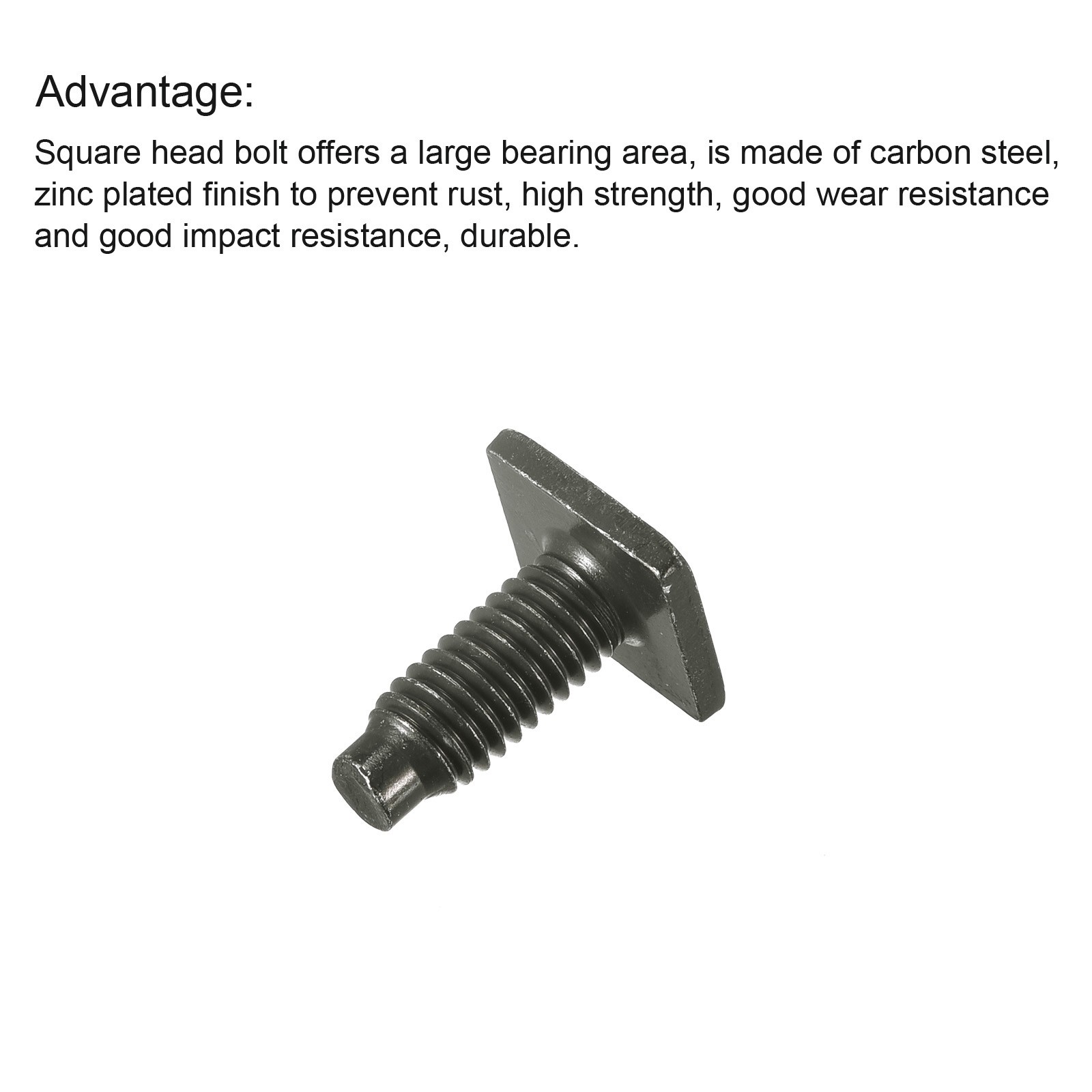 10pcs Square Head Bolt M6x15mm Carbon Steel Grade 8.8 Square Screws