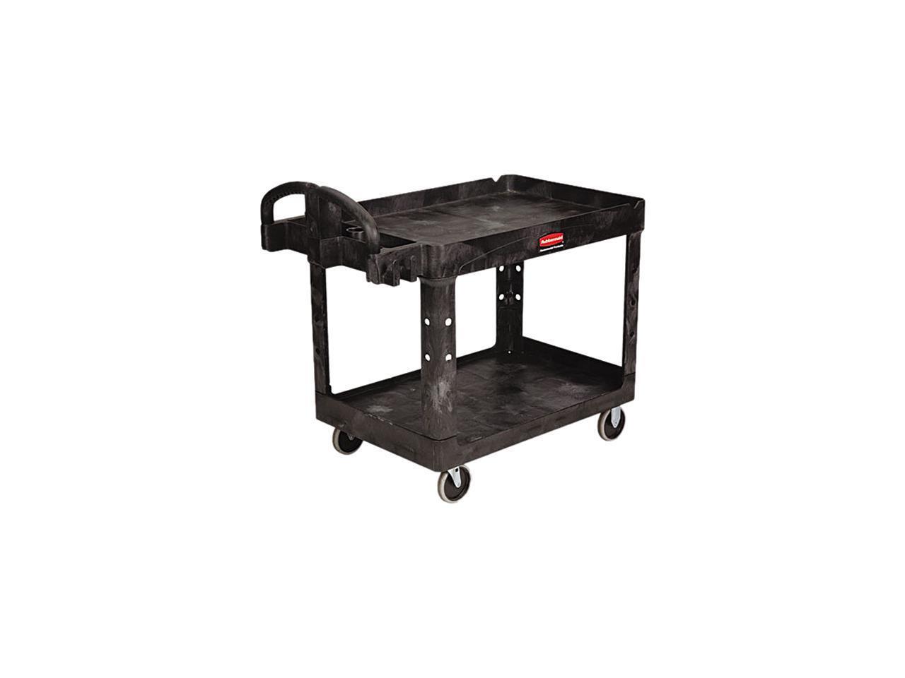 Rubbermaid 452088BK Heavy-Duty Utility Cart, Two-Shelf, 25-1/4w x 44d x 39h, Bla