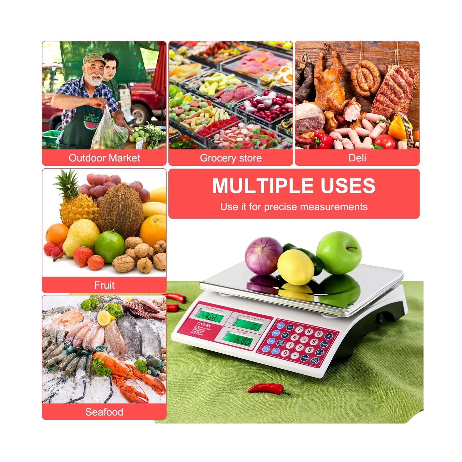 CAMRY Digital Price Computing Scale 66lb/30kg Commercial Produce Scale with S…