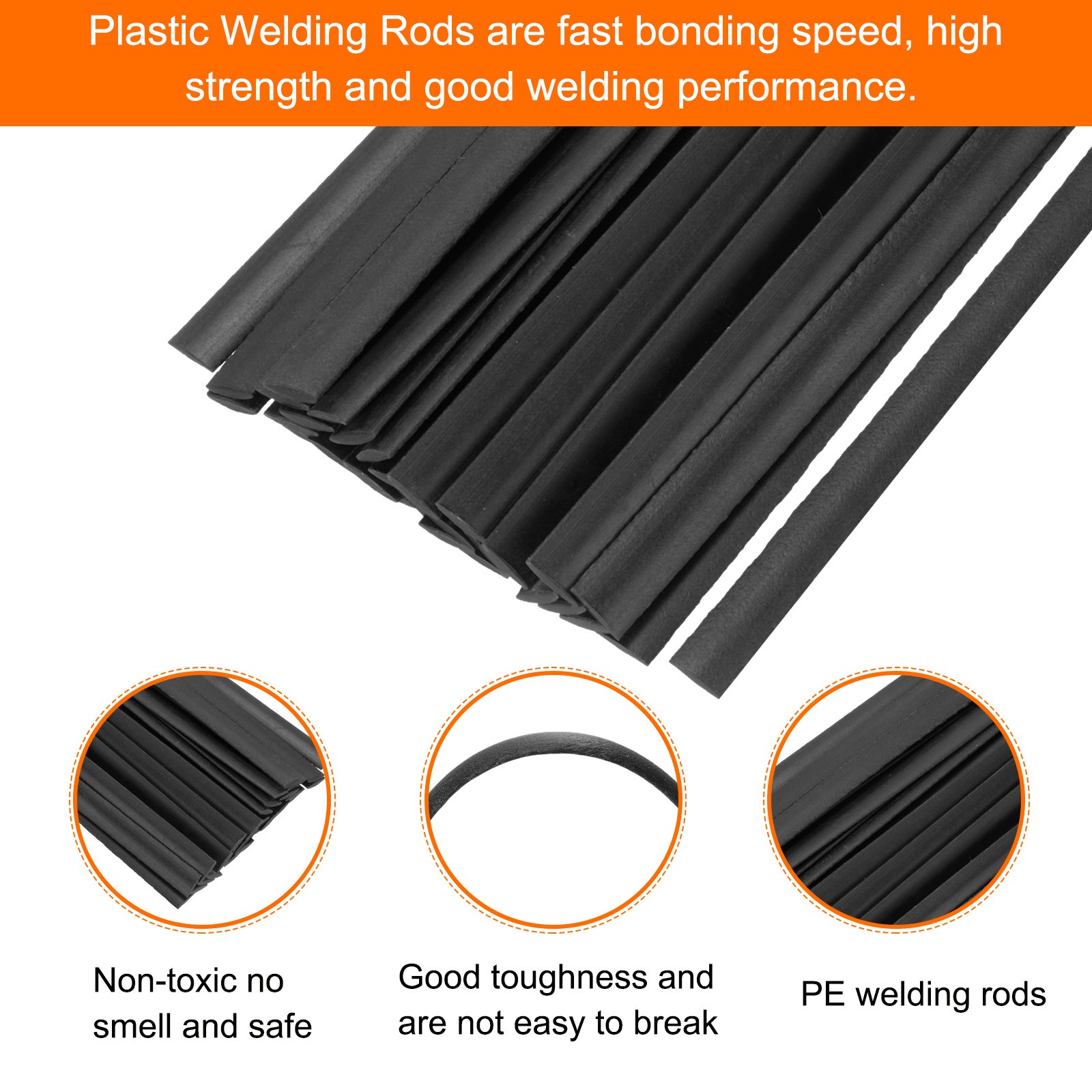 50pcs 9″ Plastic Welding Rods TPO Waterproof Welding Strips Welder Rods Black