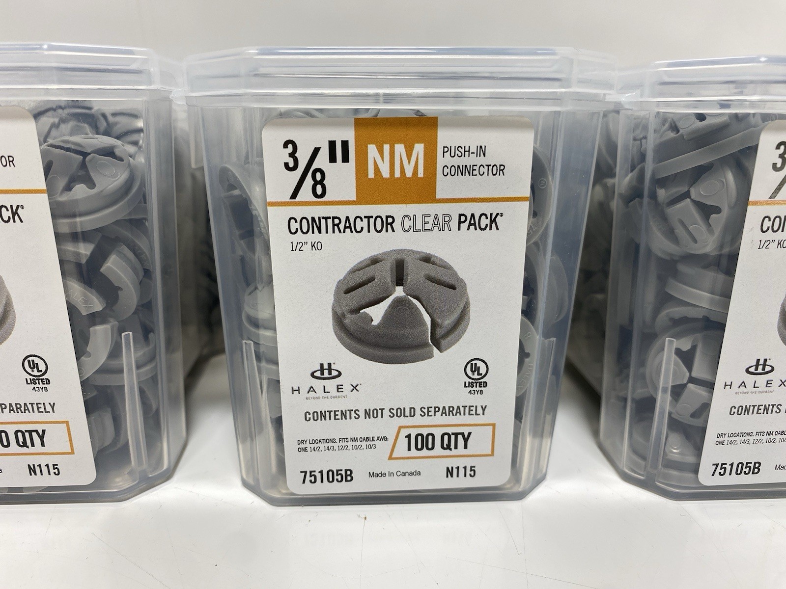 400 Count Halex 3/8 in. – 1/2 in. Knockout Non-Metallic Push-In Connector 75105B