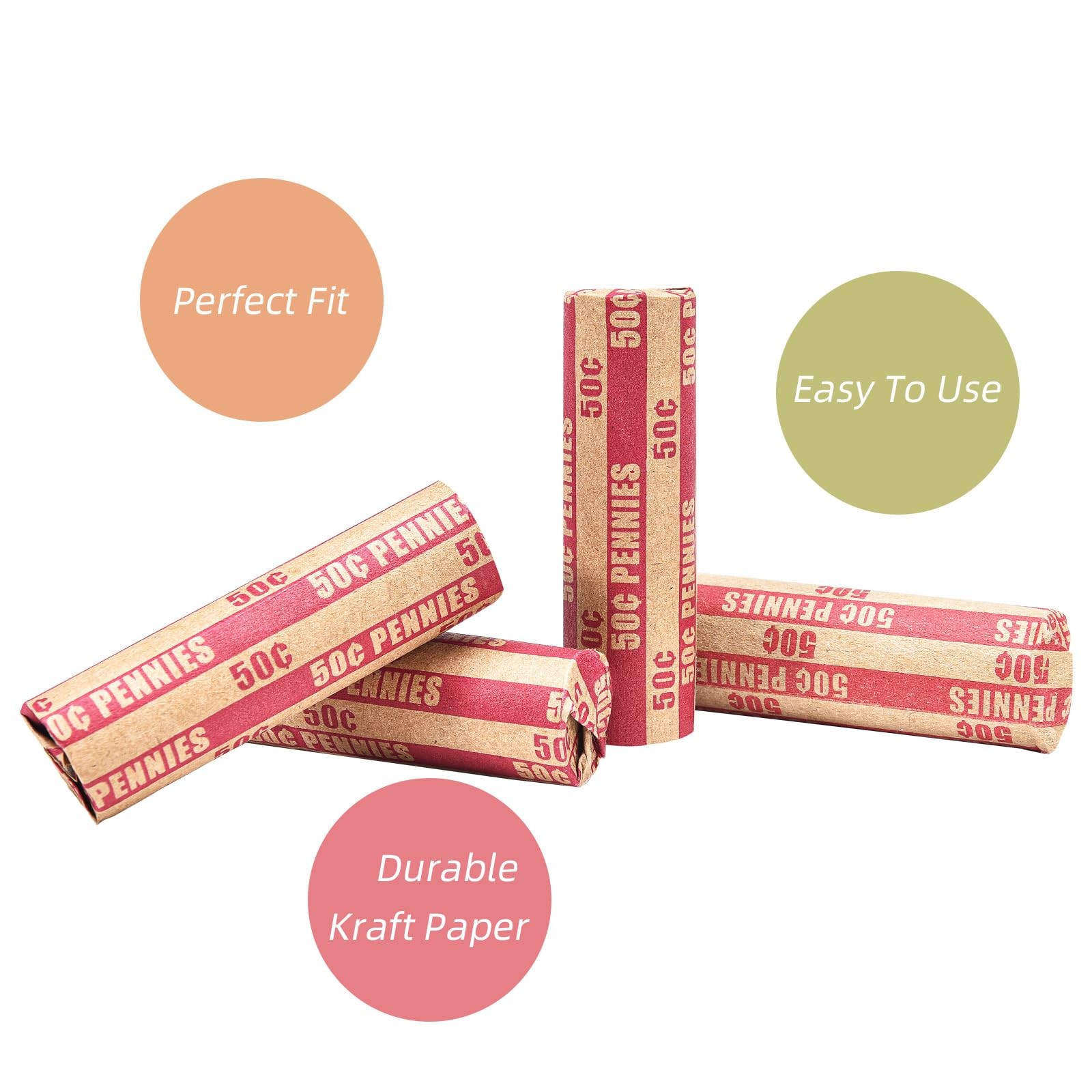 Sumerfnt Penny Coin Wrappers Pennies 1 Count (Pack of 100), Red Penny-100pcs