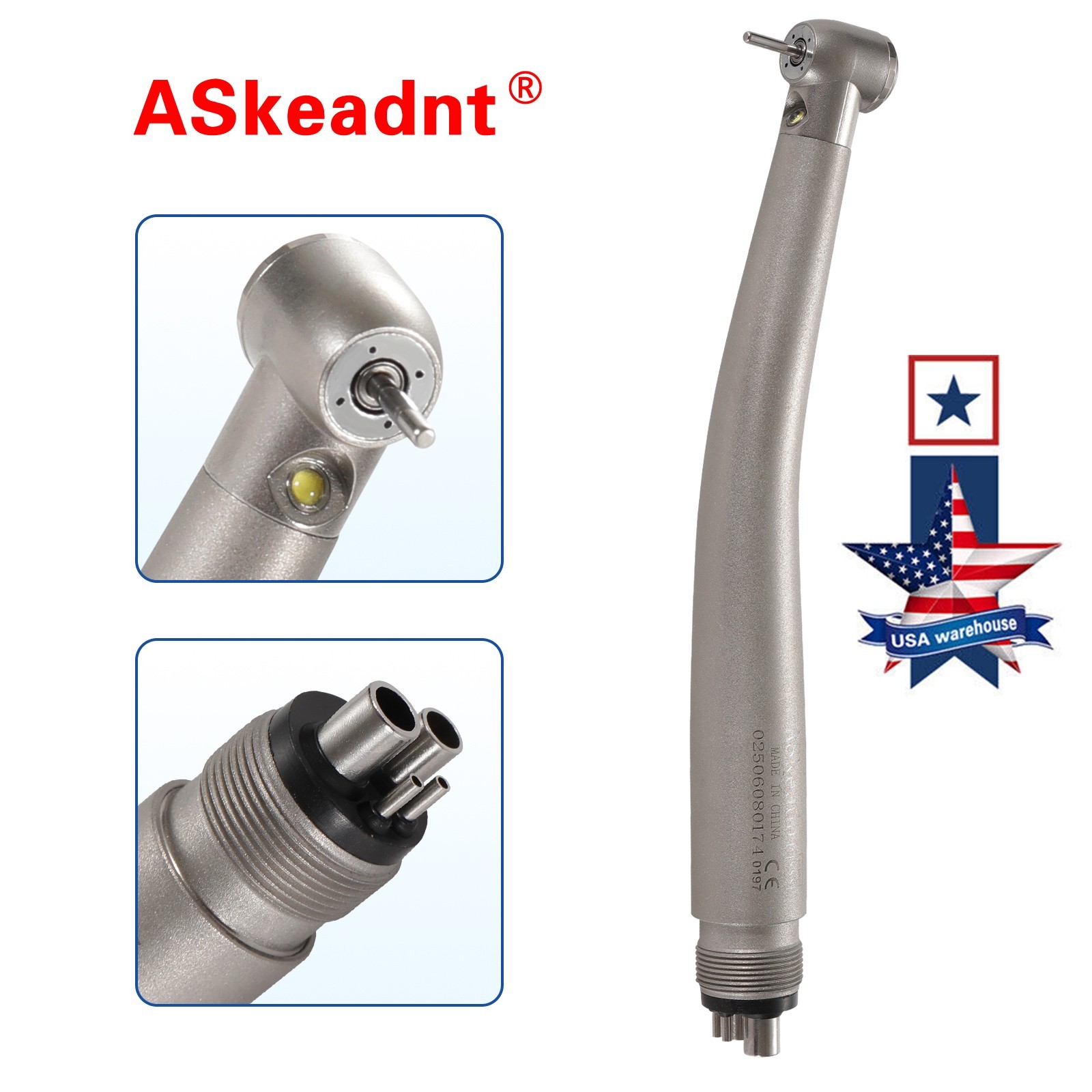 Dental 1:1 Fiber Optic Handpiece Internal Spray Contra Angle fit E-Type Motor DS