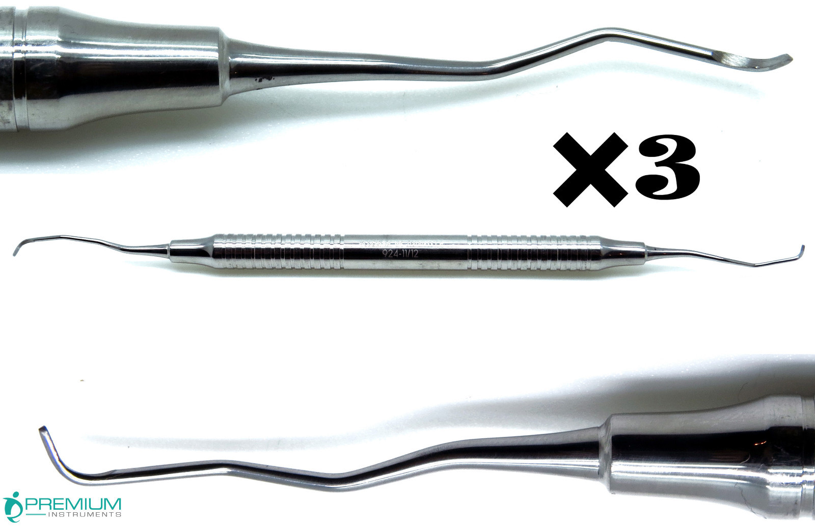 3× Dental Gracey Curette 11/12 Double Ended Periodontal Instruments