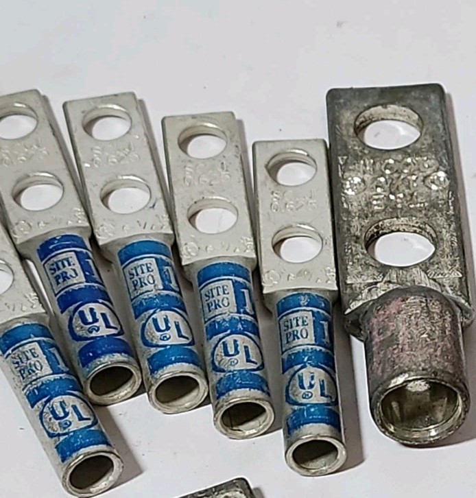 Lot of 22 Copper Compression Lugs 1/2-Hole Terminals – Assorted 2/0, 1/0, #6 AWG