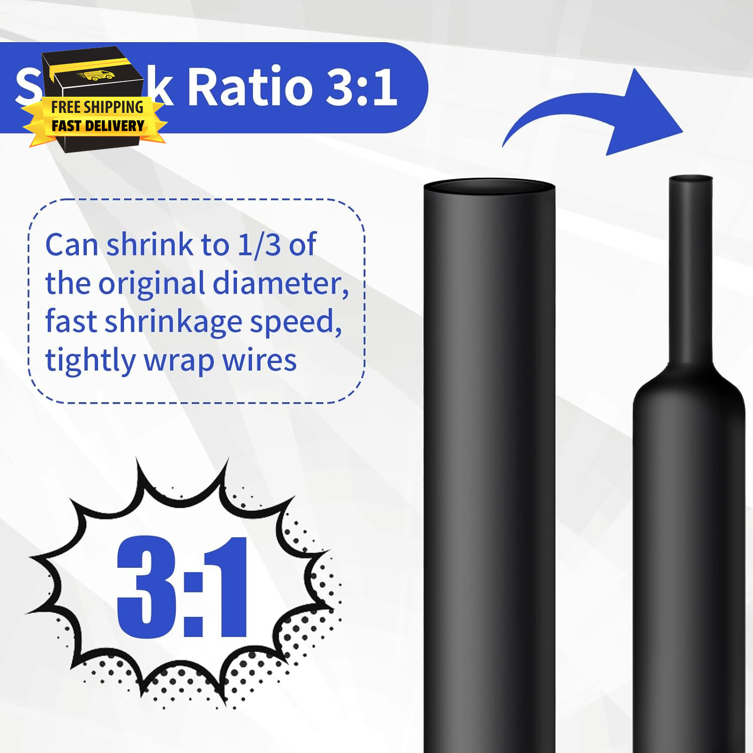 420 Pcs Heat Shrink Tubing Kit, 3:1 Ratio Adhesive Lined, 7 Sizes Marine Wire Sh