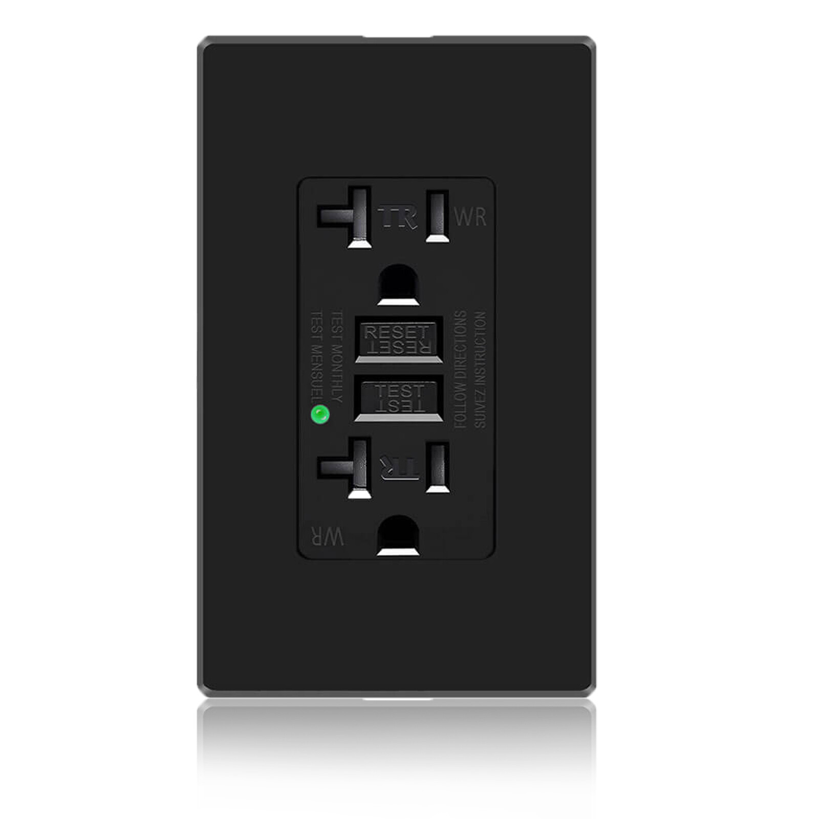 Black GFCI Outlet 20Amp Tamper Resistant Weather Resistant Duplex Receptacle NEW