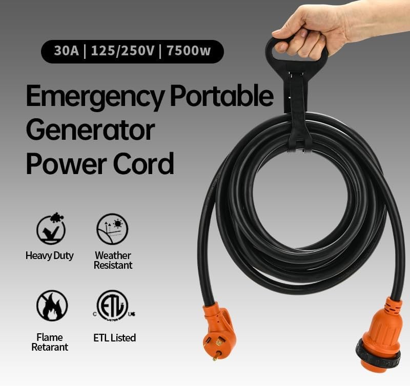 EMA TT-30P Male to L14-30R Female 10AWG 10 ft Adapter Cord, 30 Amp 3 Prong to…