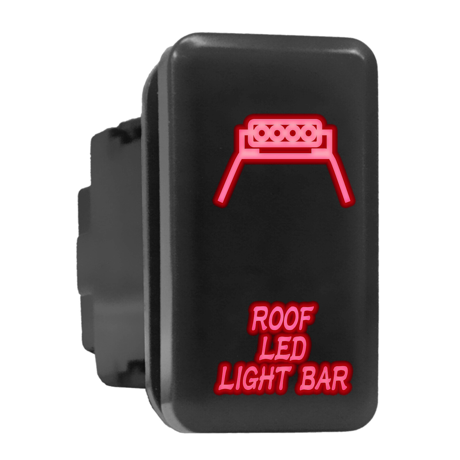 ROOF LED BAR Red LED Backlit Tall Push Button 1.54″x 0.83″ (Fit: Toyota)