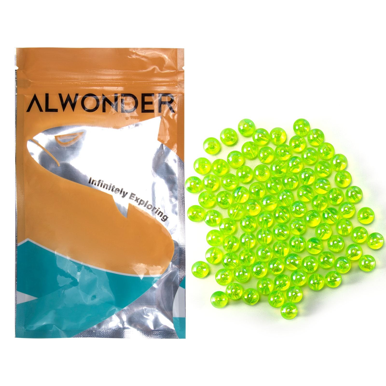 100-Pack Fishing Beads Holographic Beads for Fishing Rigs Lures Salmon Trout …