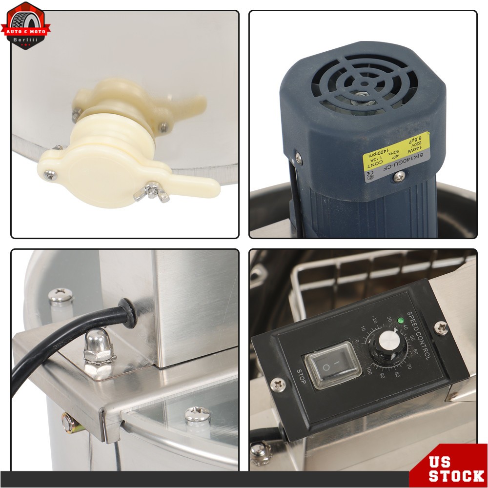 3 Frames Electric Honey Extractor Stainless Steel Power Extractor 1300RPM 140W