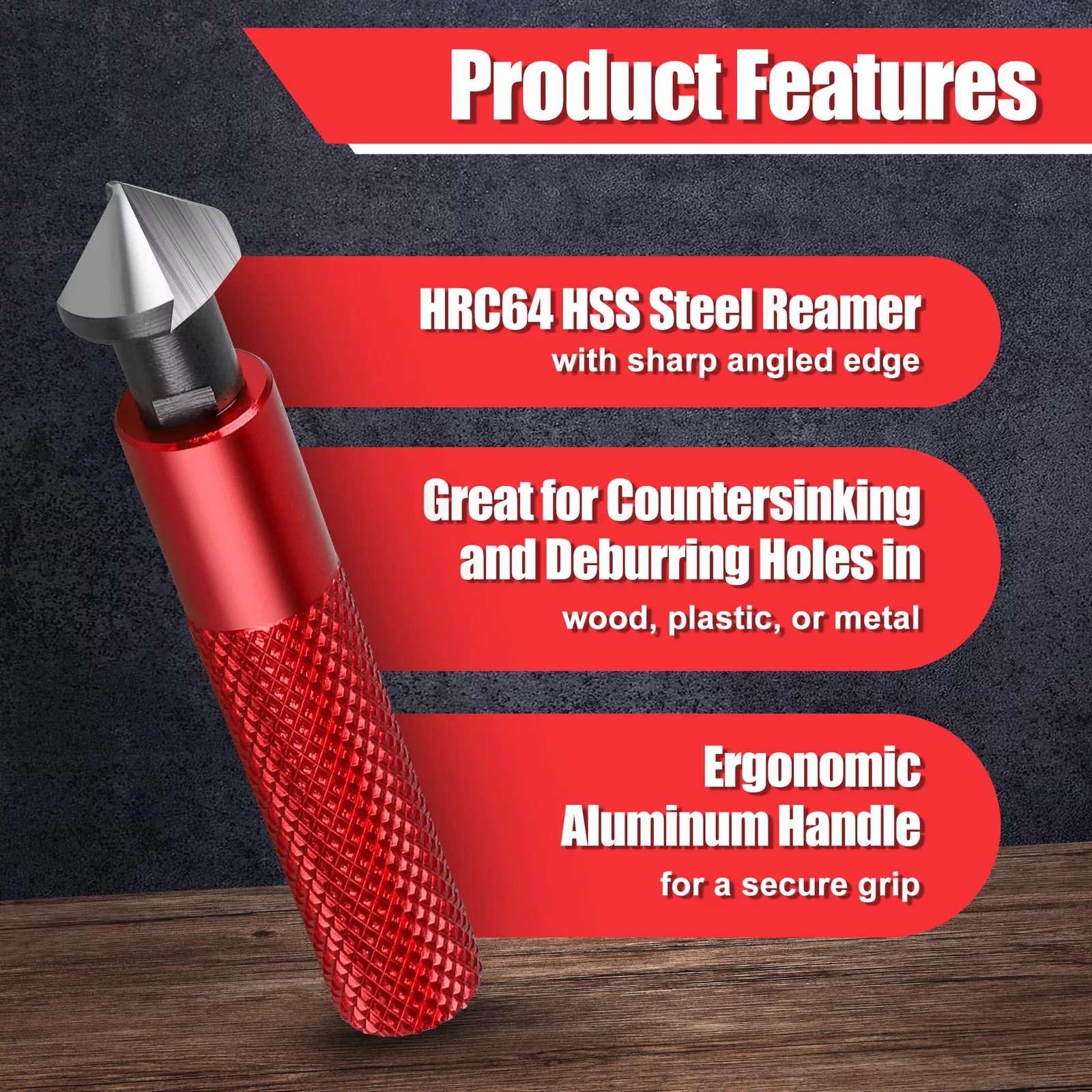 Professional Deburring Tool Countersink Hand Reamer with 10 Extra Blades Kit