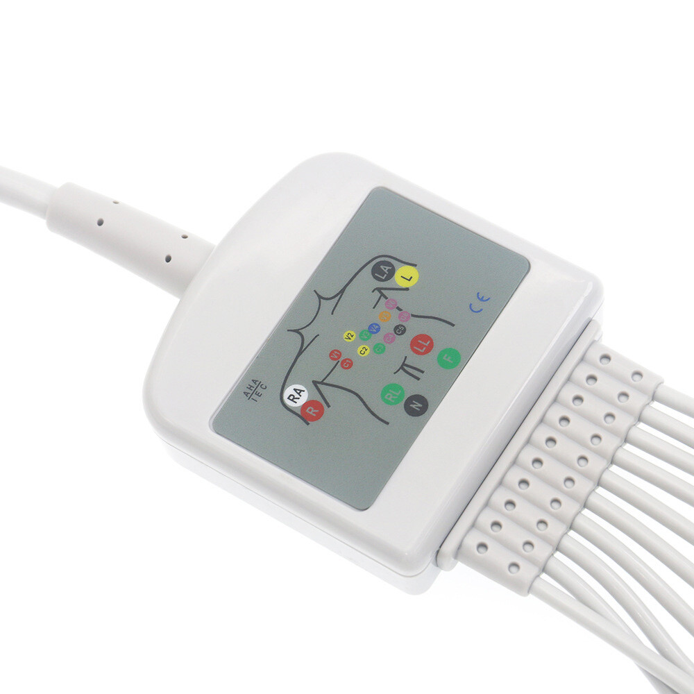 10Lead ECG Lead Wire EKG Cable Banana/Clip Compatible with Nihon Kohden 2.5m 15P