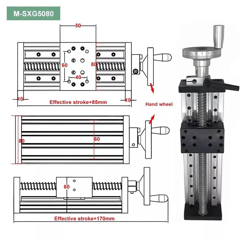 Manual 22-132lbs Ballscrew Linear Motion Stage Double Guides 12»CNC Slide Table