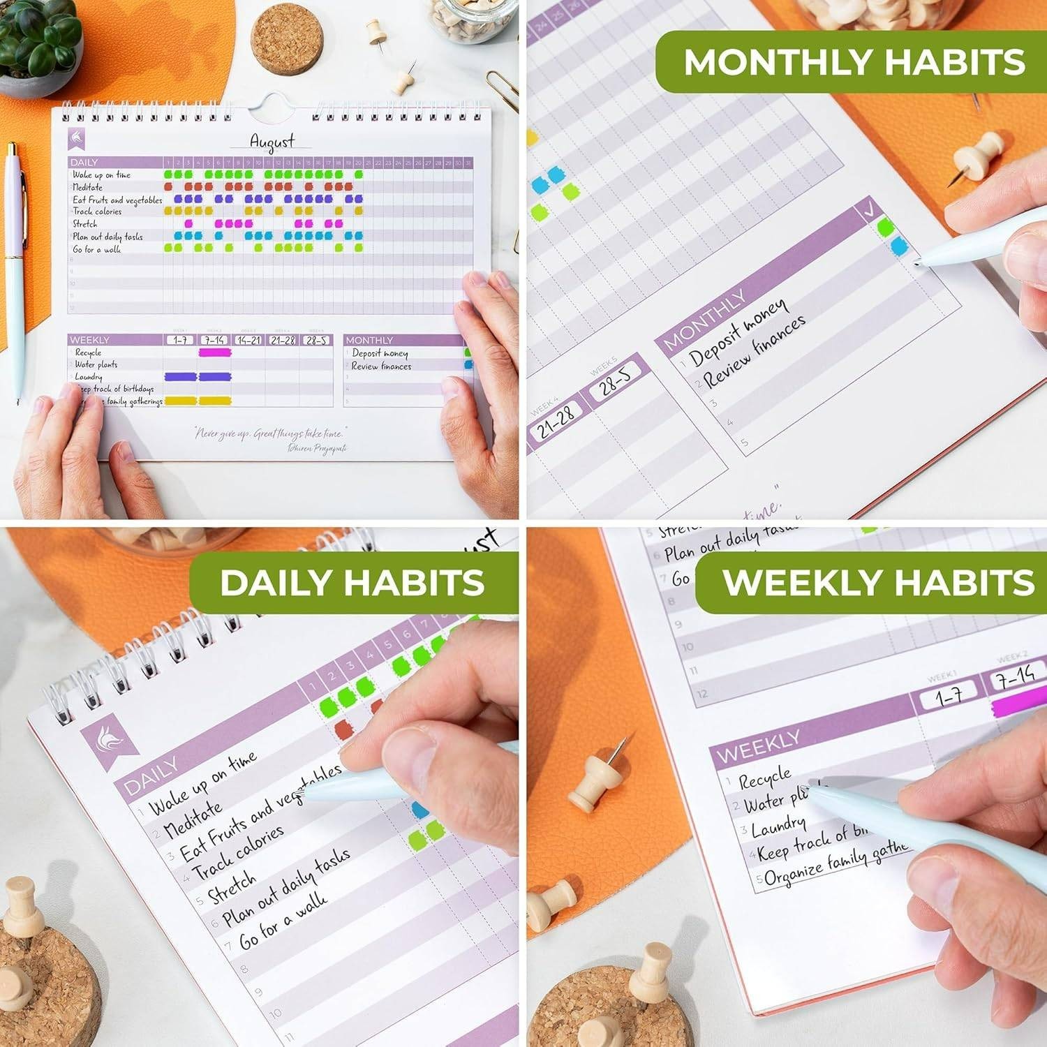 Clever Fox Habit Tracker Calendar Habit & Goal Planner Journal (Turquoise)