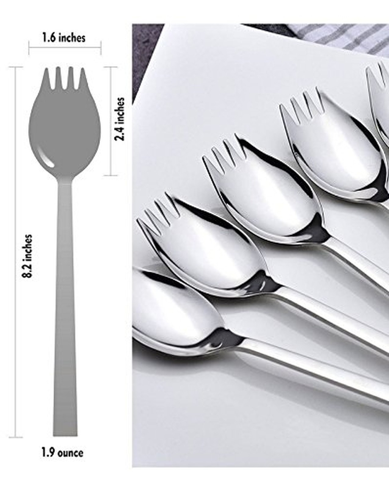4-pack Stainless Steel Sporks for Everyday Use,Camping Hiking Heavy Duty Flat…