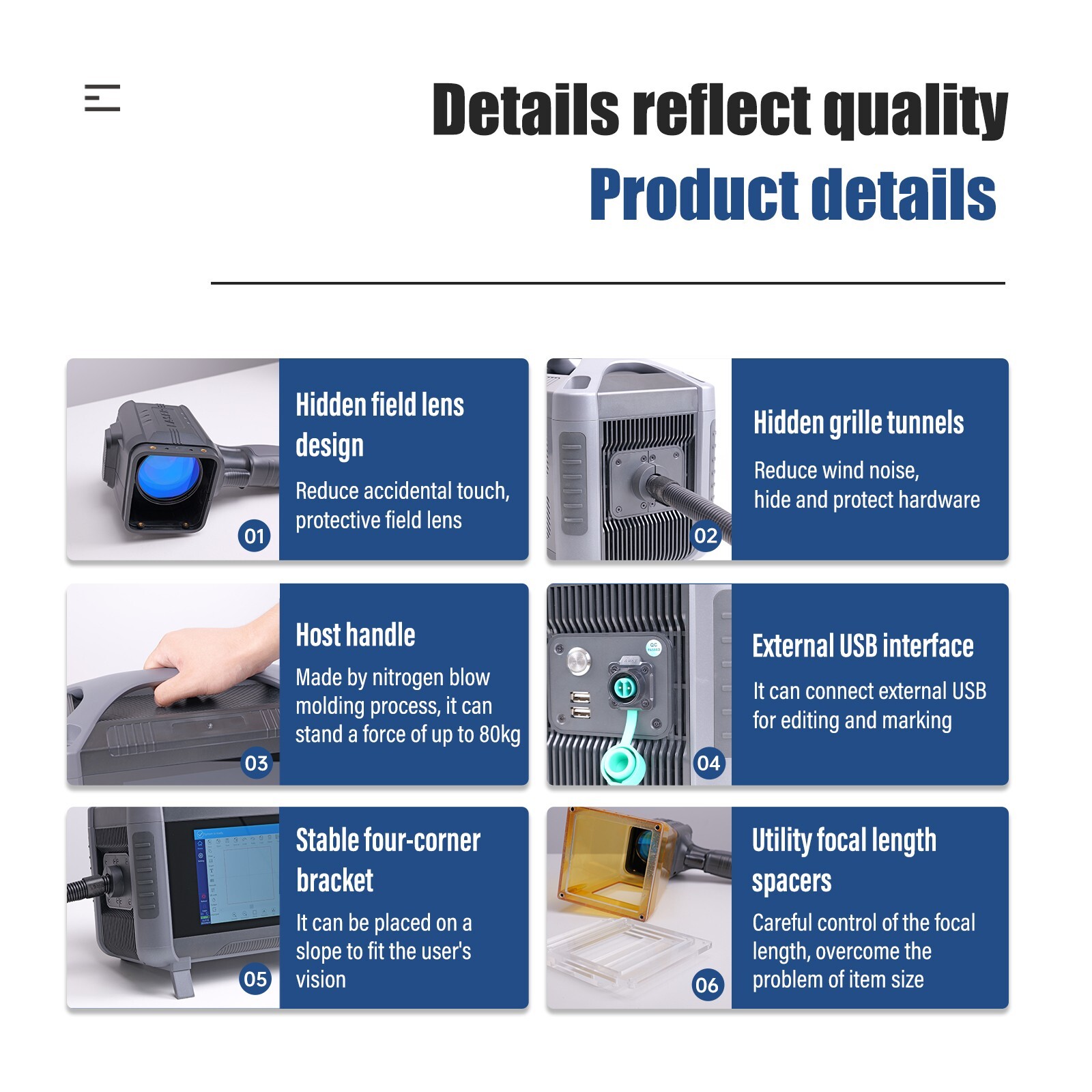 US 30W Laser Marking Machine Laser Engraver with 100*100mm Lens without Battery