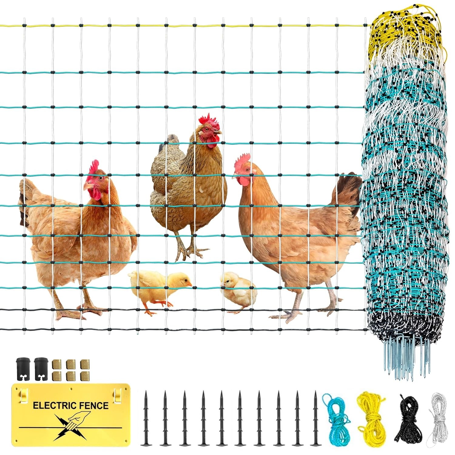 Portable Electric Poultry Netting Fence Nets Mesh 41.5″ H x 164′ L for Farms