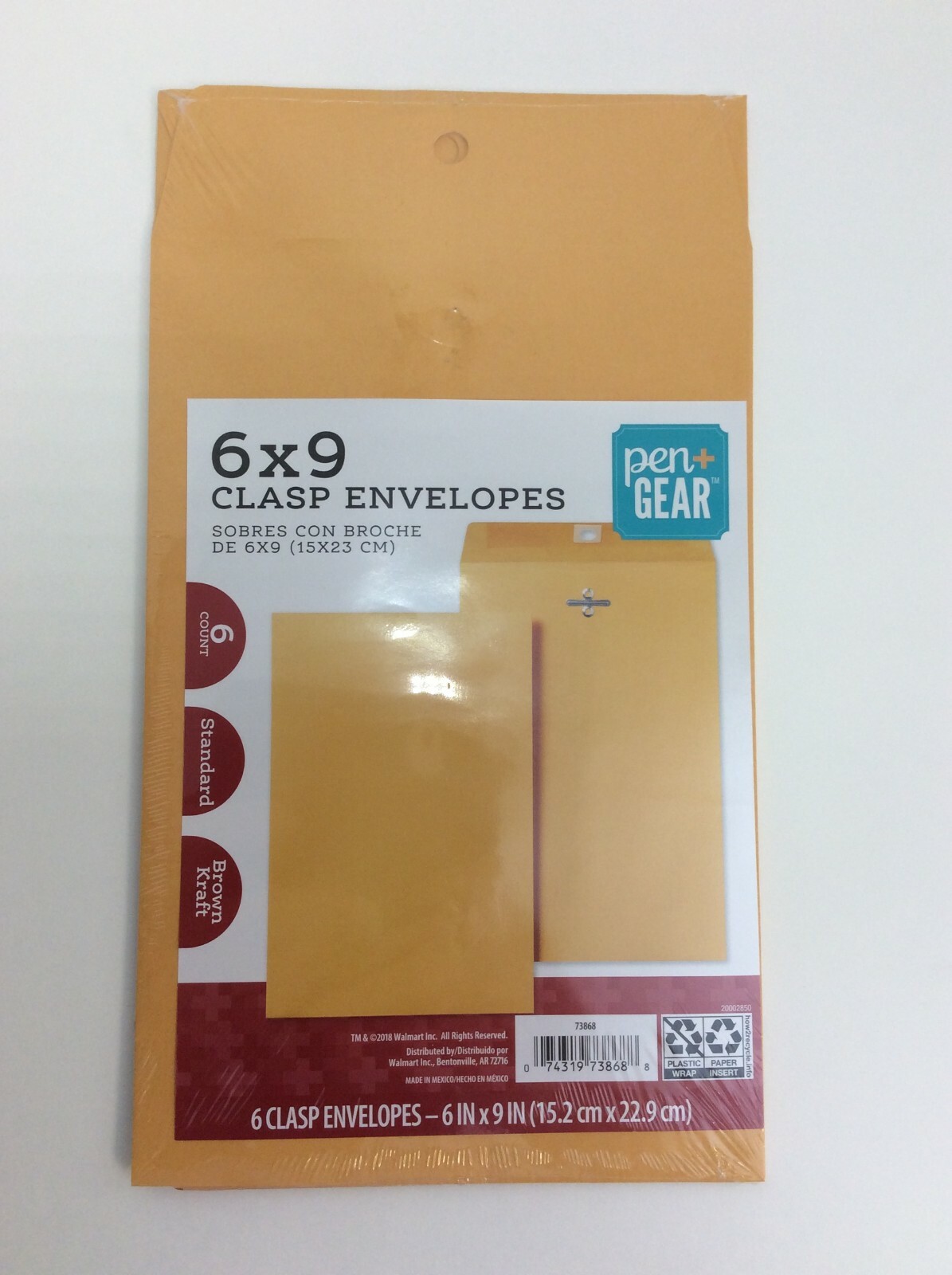 Pen+Gear, Clasp Envelopes 6INx9IN, Standard, Brown Kraft, 36 Count (73868)