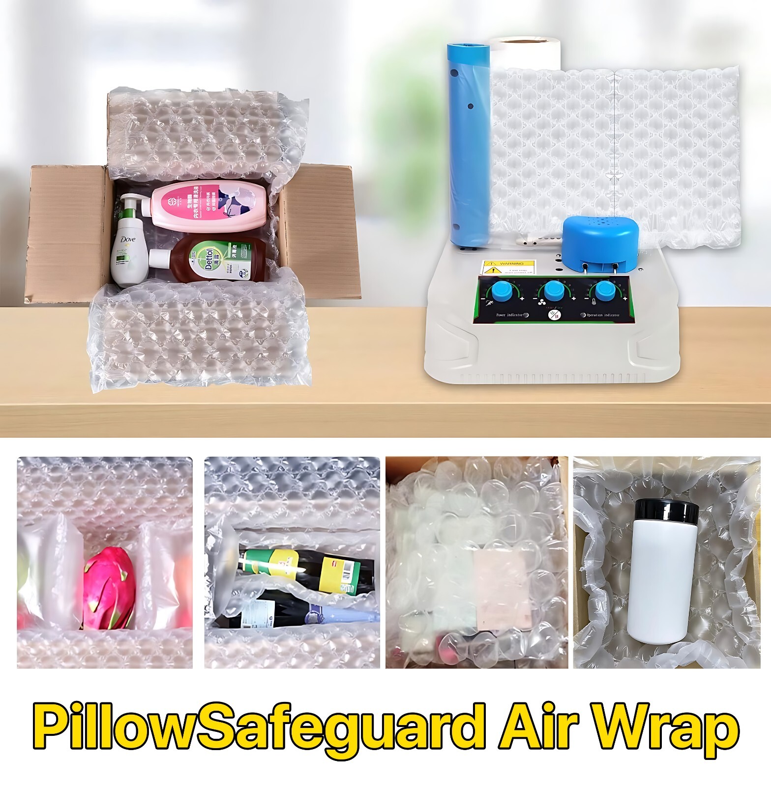 Bubble Protector Wrap 16 x 13 inch, 985 ft Air Cushion Roll Pillow Bags Film