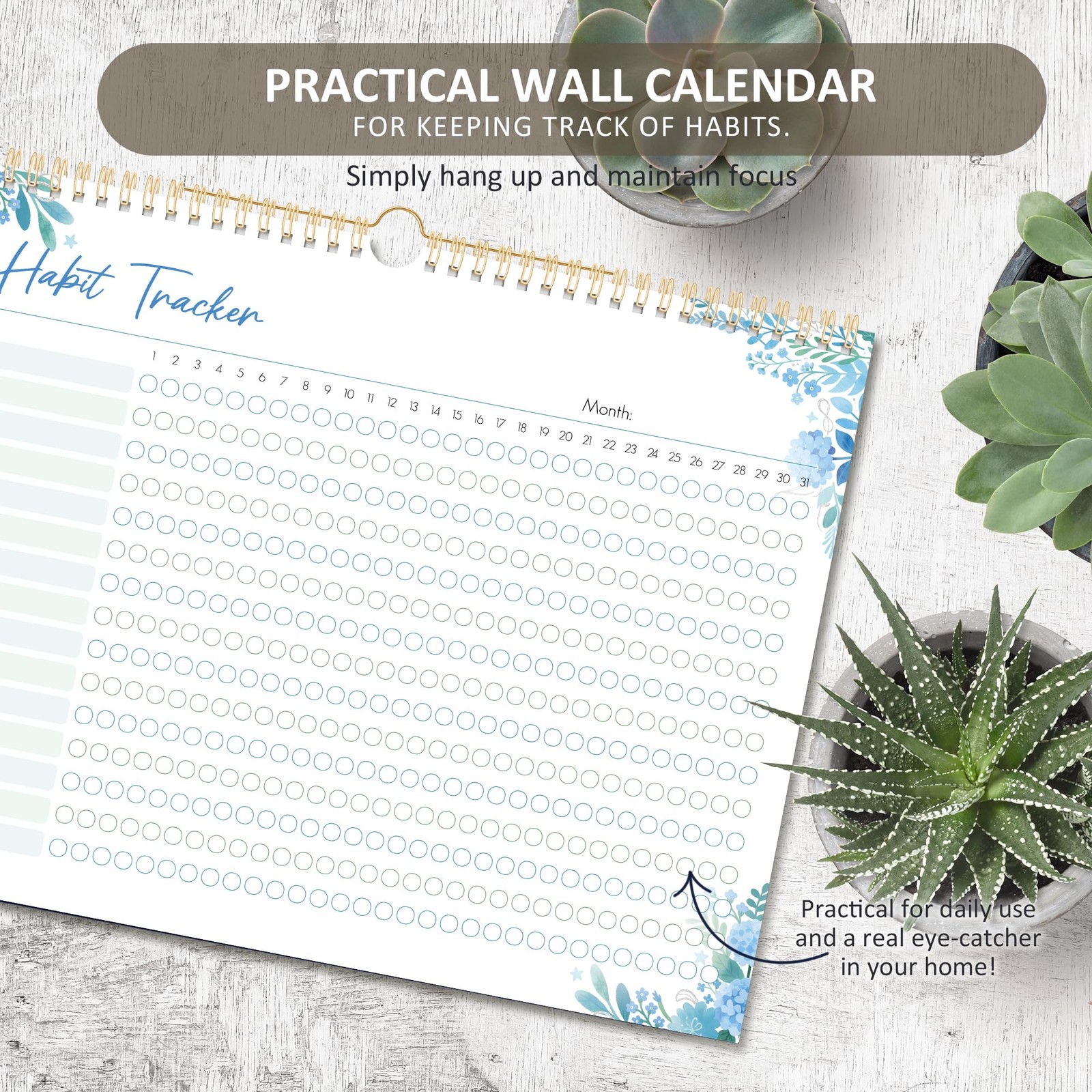 BIROYAL Habit Tracker Calendar 2026 (Undated 12 Months) – Daily Green