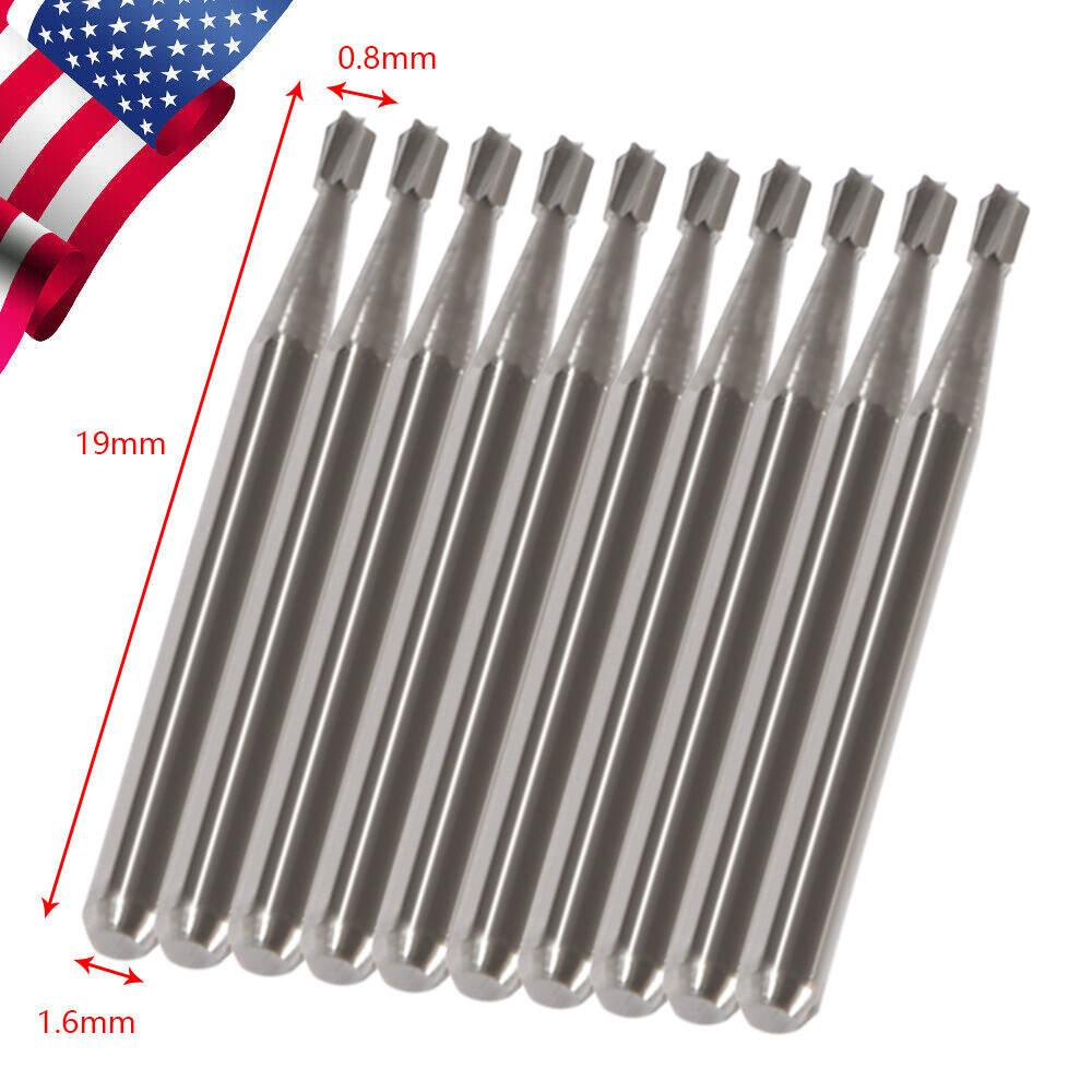 10pcs Dental Tungsten Carbide Pear-Shaped Burs for High Speed Handpiece FG330