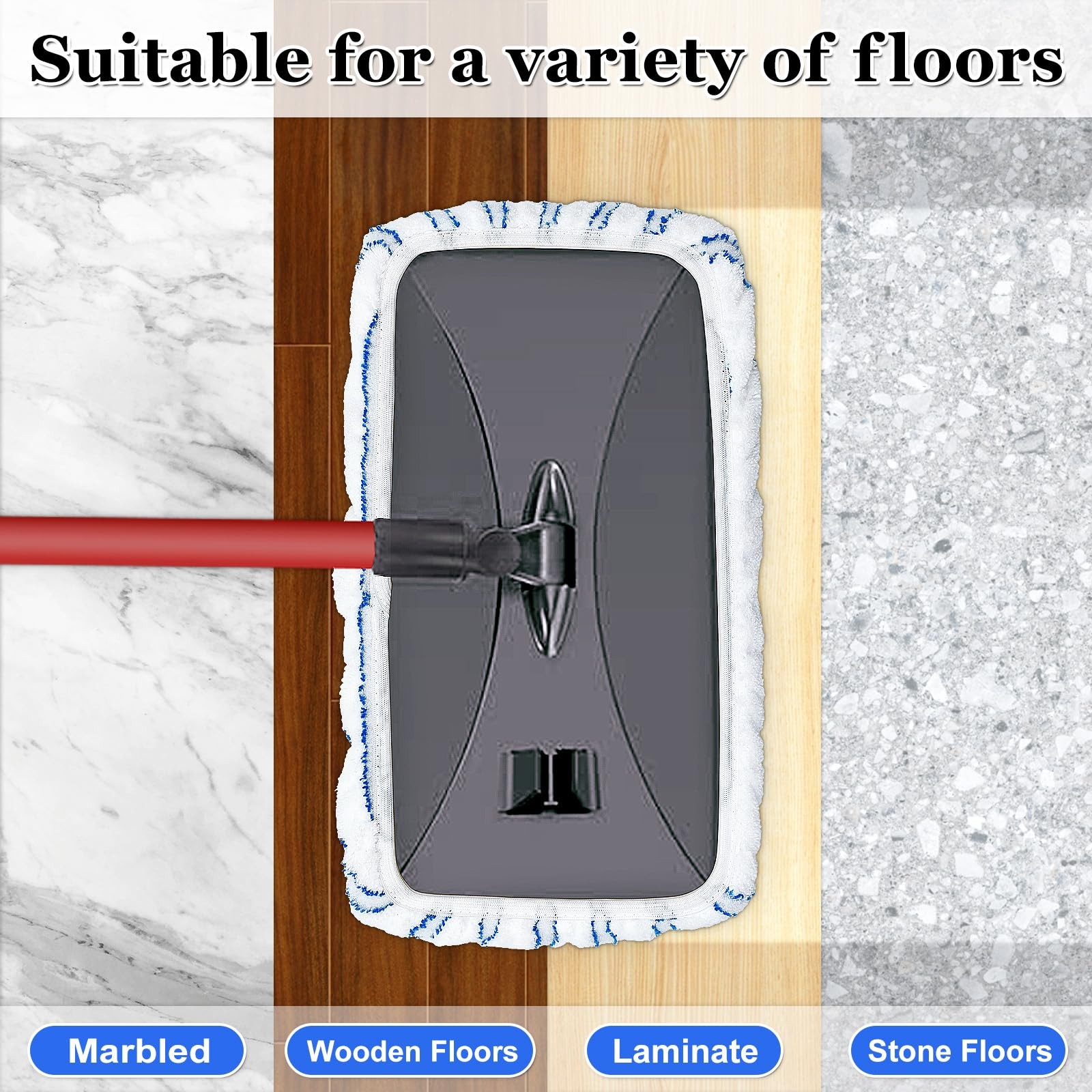 Mop Heads Replacements for Ocedar Hardwood Floor ‘N More 15 x 8, Blue
