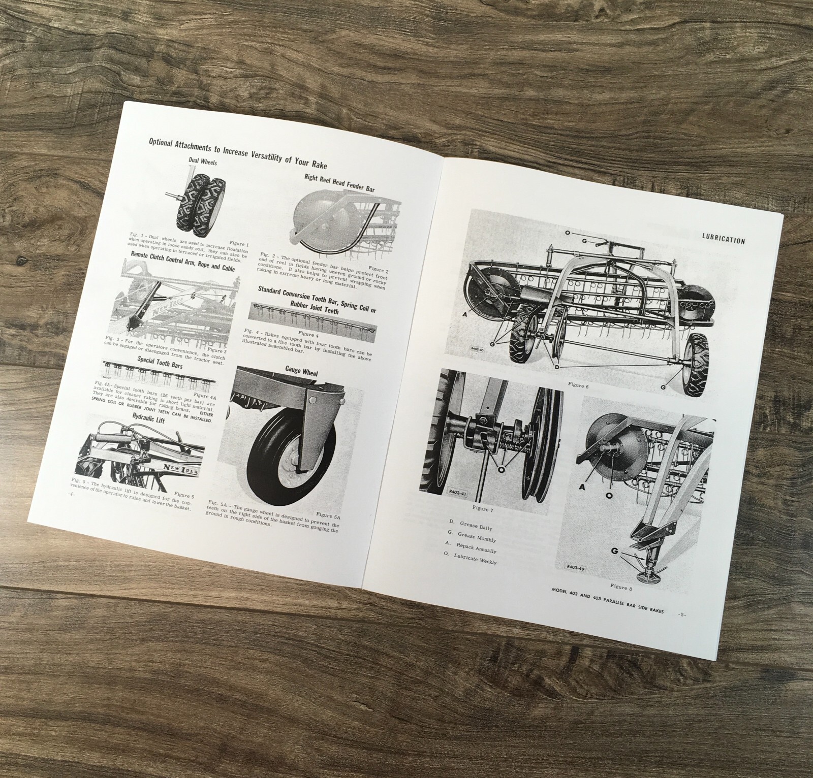 New Idea 402 5 Bar 403 4 Bar Parallel Side Rake Operators Owners Manual