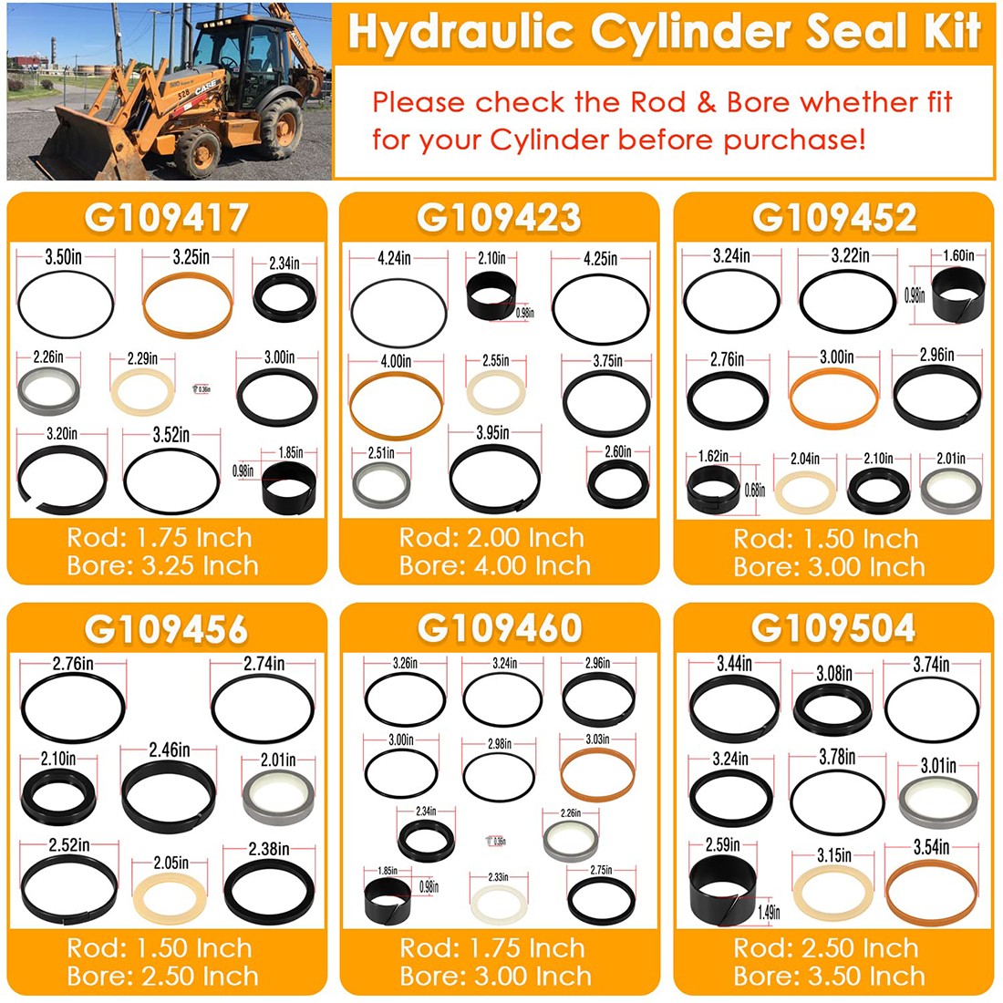 Whole Machine Seal Kit for Case 580SD 580E 580SE 580 Super E Hydraulic Cylinder