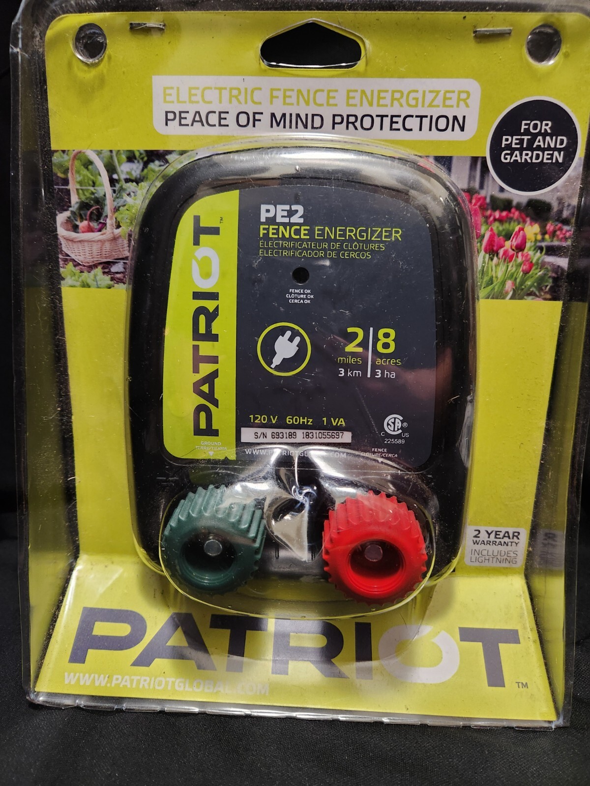 Patriot PE2 Electric Fence Energizer For Pet and Garden 2 miles 8 acres Open