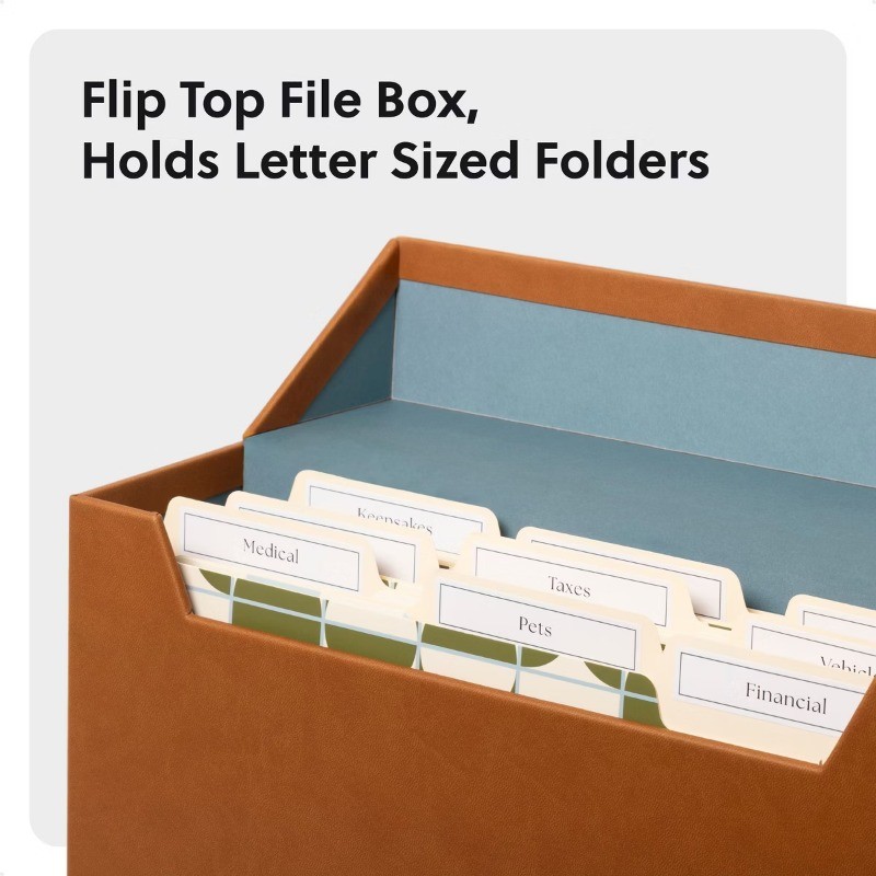 Flip Top File and Storage Box PU Leather