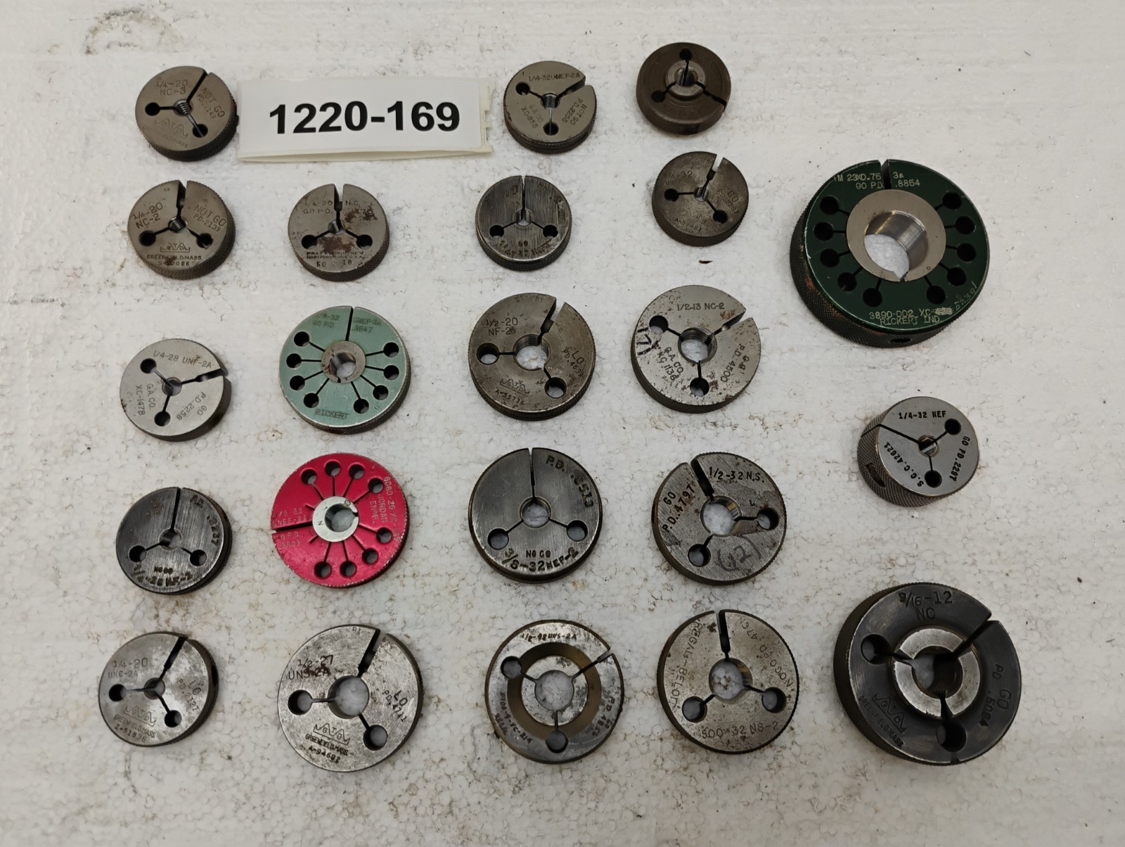 Lot Of 22 Various Brands And Sized Thread Ring Gages Go AND No Go PDs As Shown