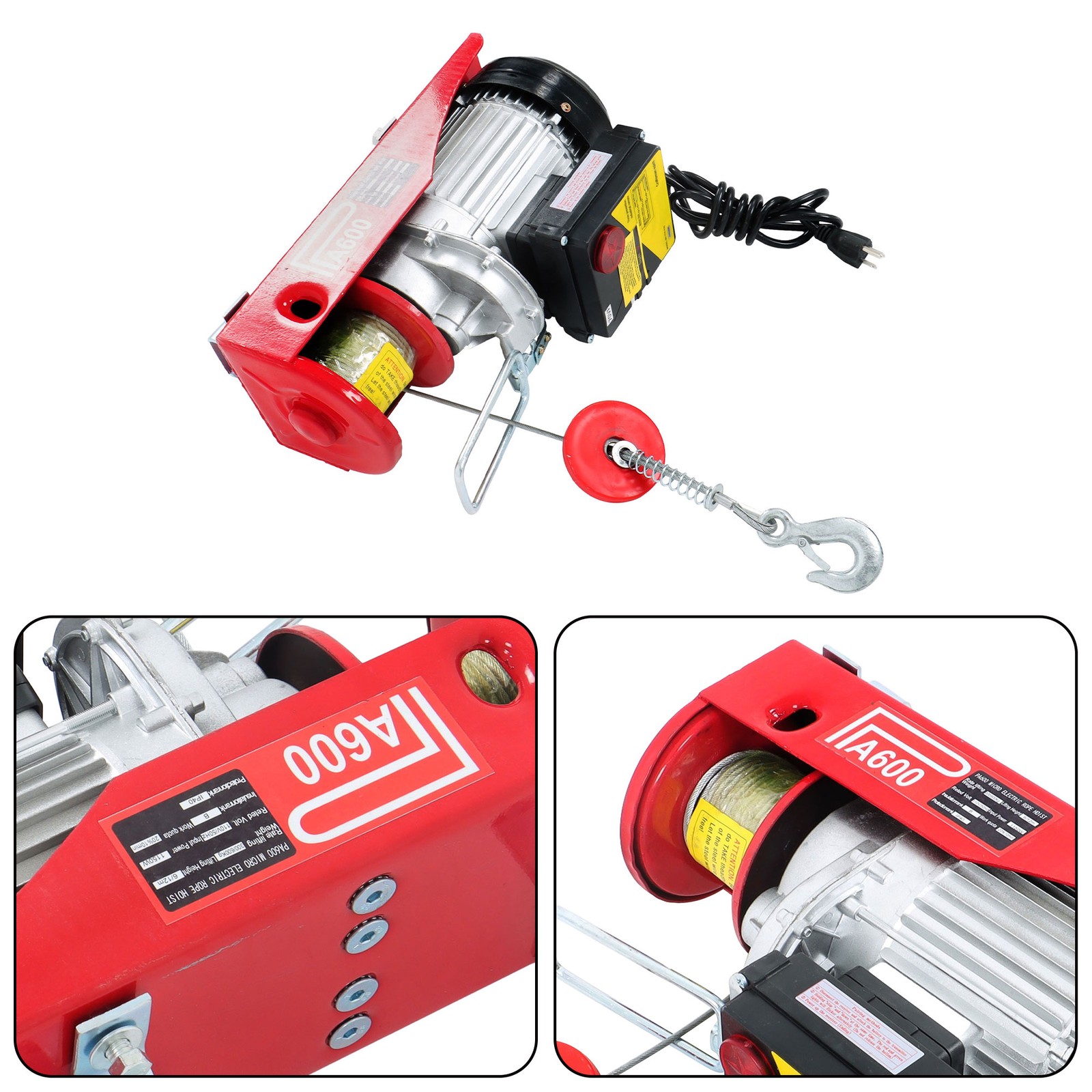 PA600 Mini Electric Hoist 1320lbs & Wireless Remote Control 110V Height 20-40ft