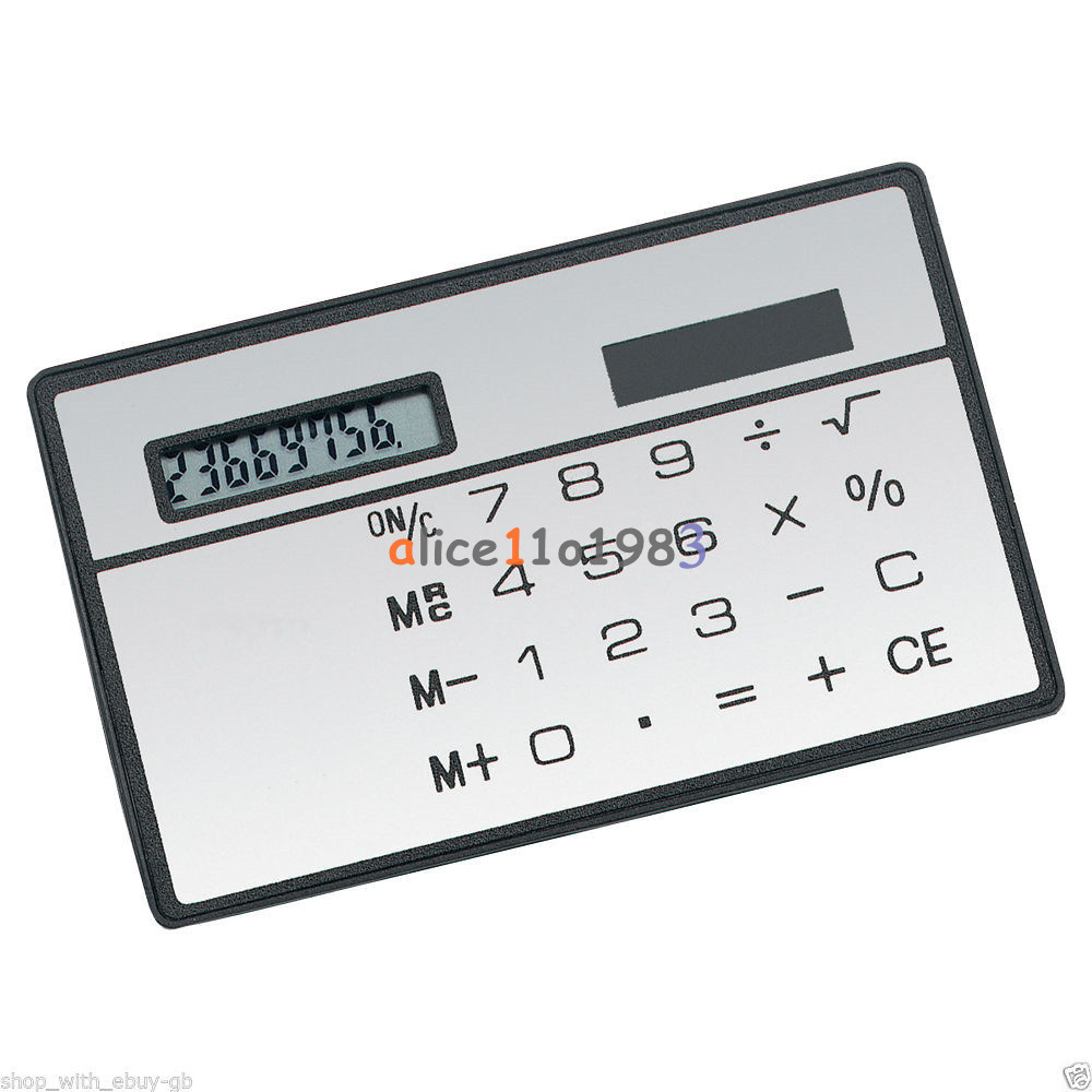 10pcs 8 Digits Ultra Thin Mini Slim Credit Card Solar Power Pocket Calculator W