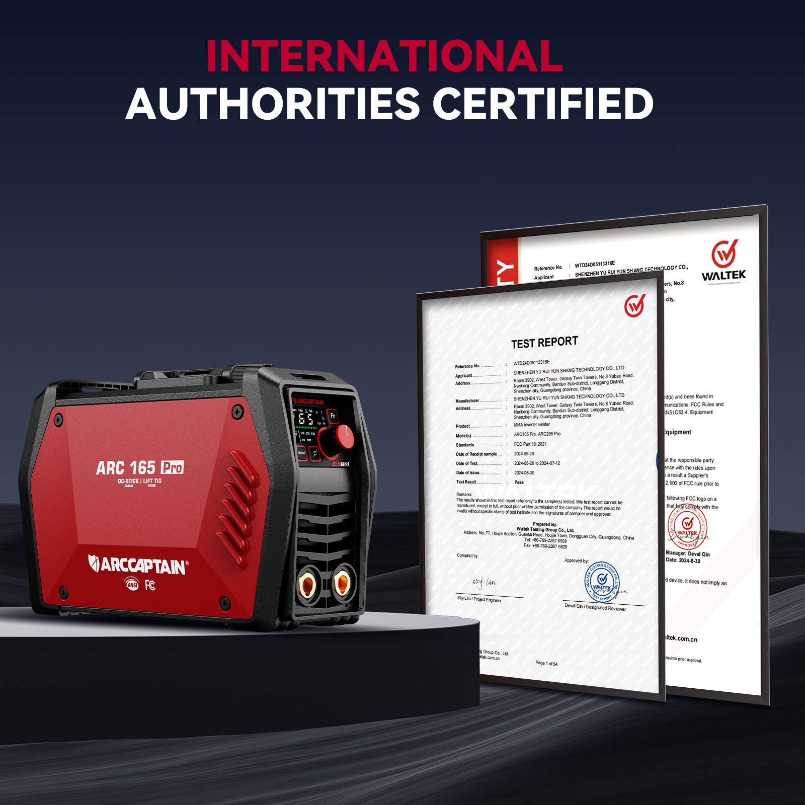 ARCCAPTAIN 165A APP-Controlled Stick & TIG Welder – Digital MCU Dual Voltage