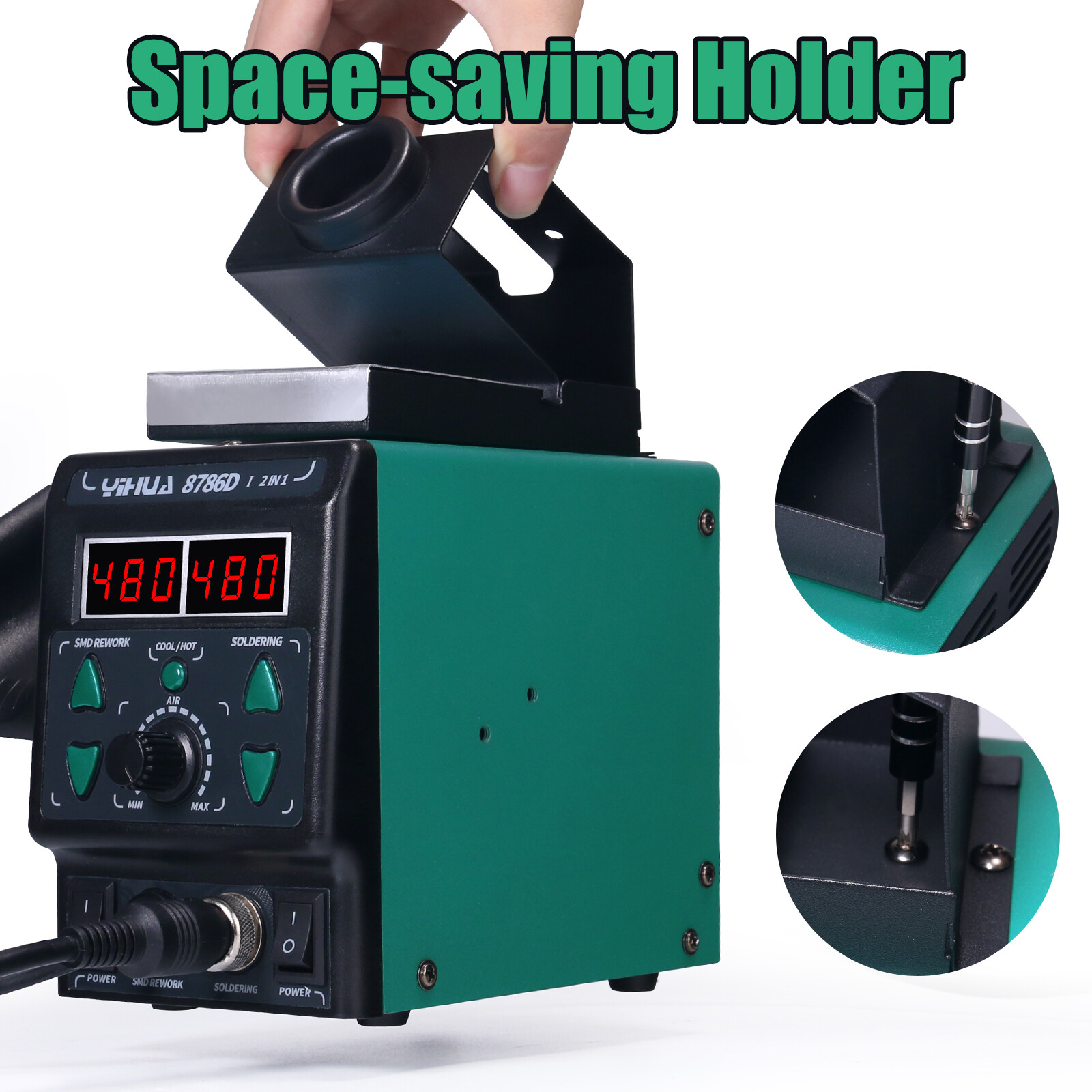 YIHUA 8786D-I Desoldering Gun Solder Iron Kit Hot Air Rework Soldering Station