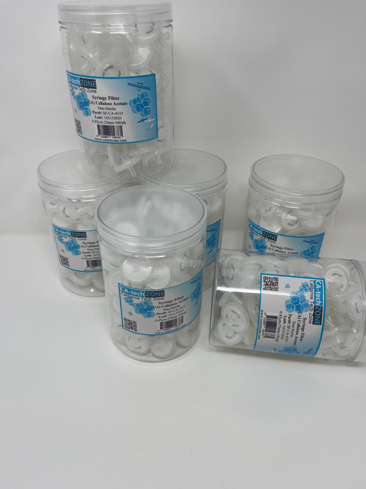 Syringe Filter (CA) Cellulose Acetate Nonsteril,0.45μm,25mm(100/pk) CA-tech ZONE