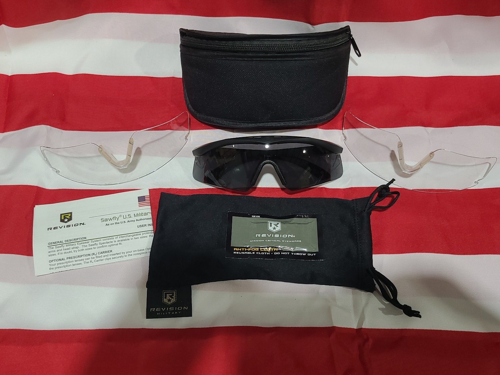 Revision Sawfly Smoke & Clear Anti-Fog Half Frame Safety GlassesCase Pouch Cloth