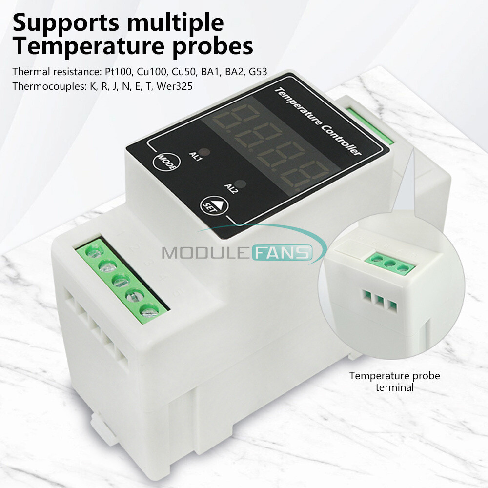 Din Rail Intelligent Digital Temp Controller Thermostat AC100-240V DC8-24V
