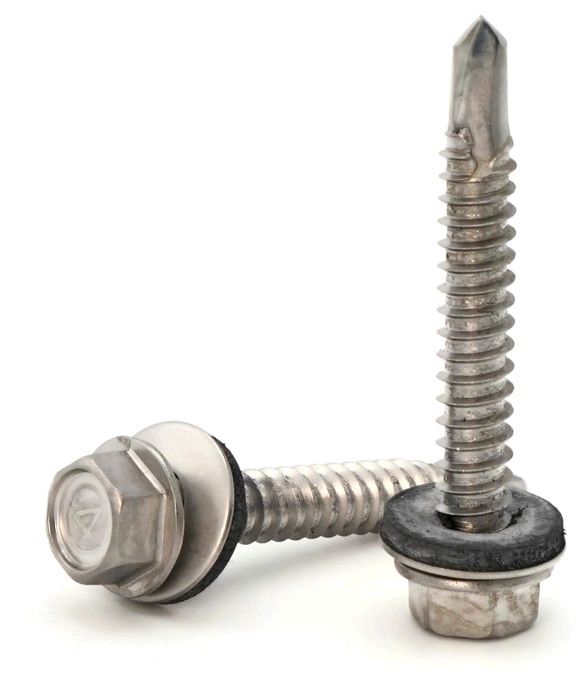 #12 Self Drilling Roofing Screws Hex Washer Head EPDM Rubber 410 Stainless Steel