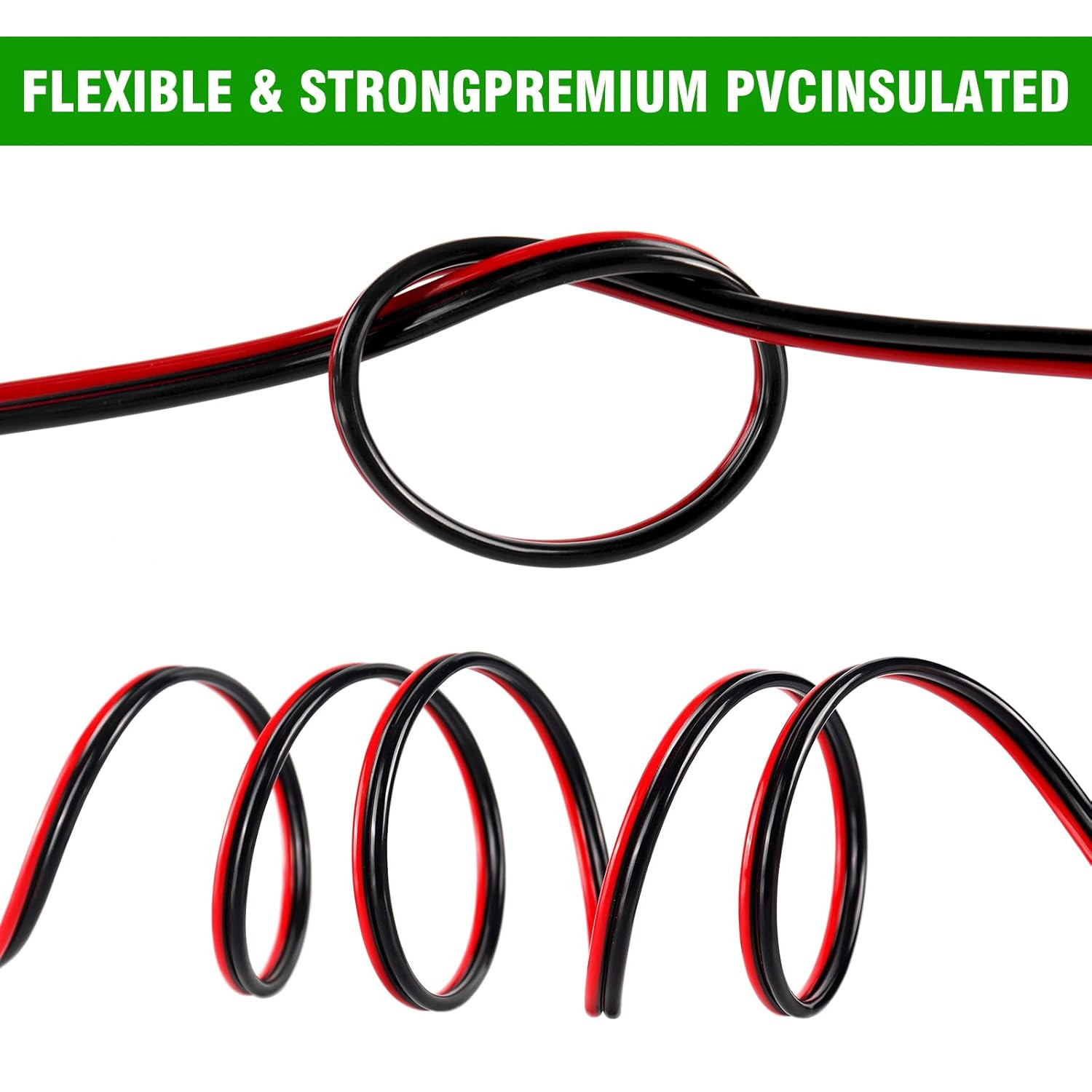 14 Gauge Wire 100FT, 2 Conductors Electrical Wire Red and Black Cable, Low Volta